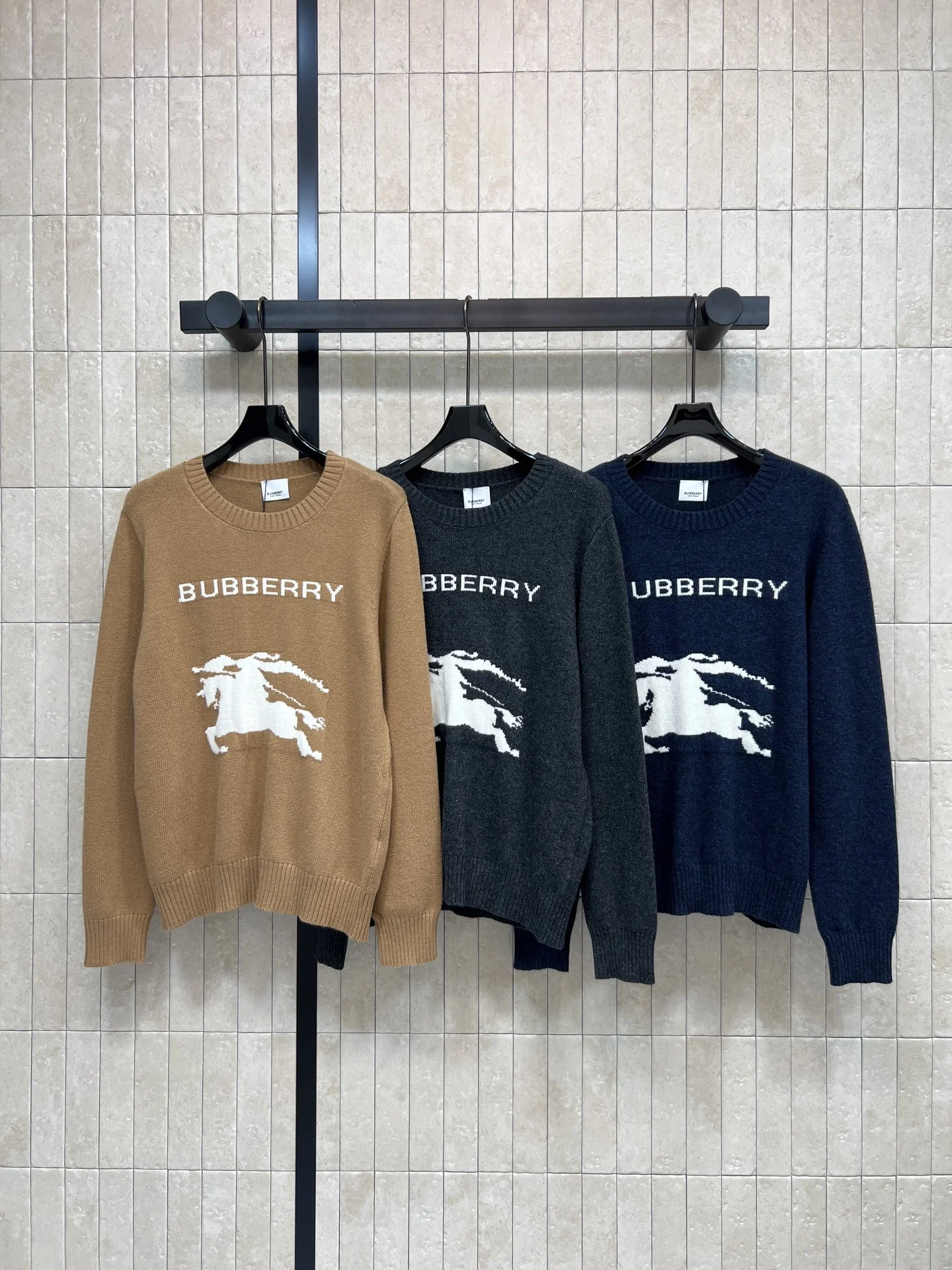 BURBERRY Sweaters Wool Cashmere Tan-Charcoal-Navy S-M-L A90202609060008