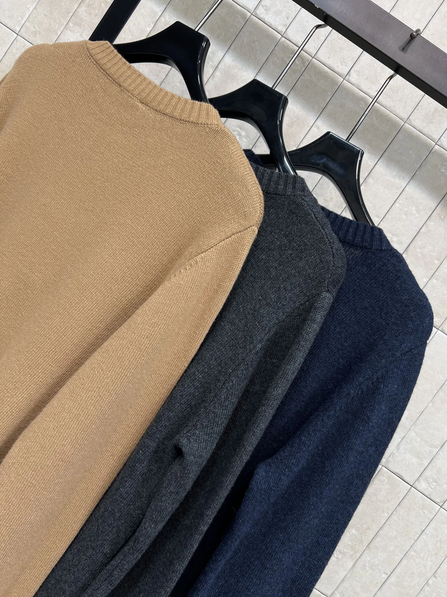 BURBERRY Sweaters Wool Cashmere Tan-Charcoal-Navy S-M-L A90202609060008 - Image 7