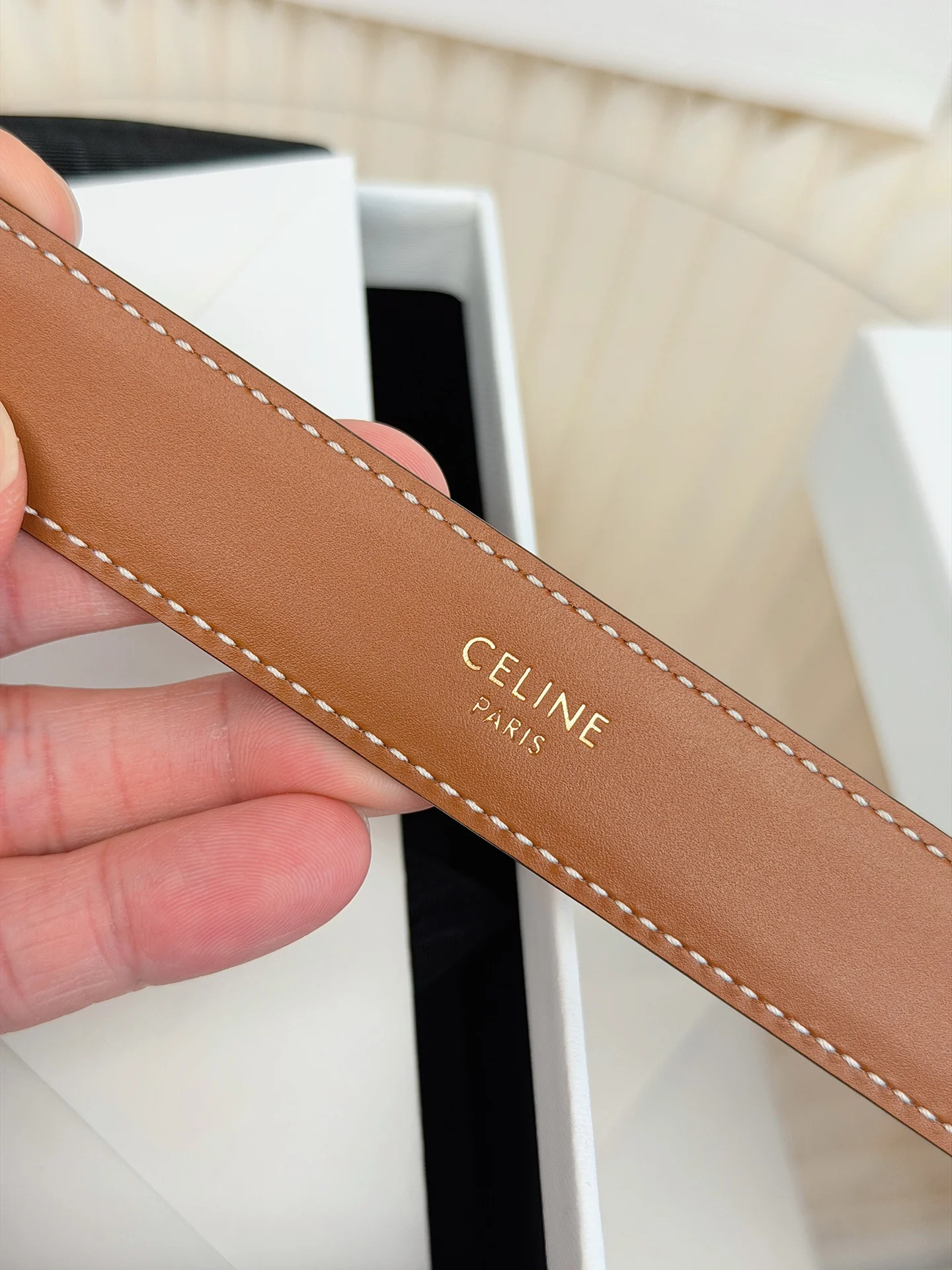 CELINE Belts Brown-Gold 1cm Width A60202609070058 - Image 5