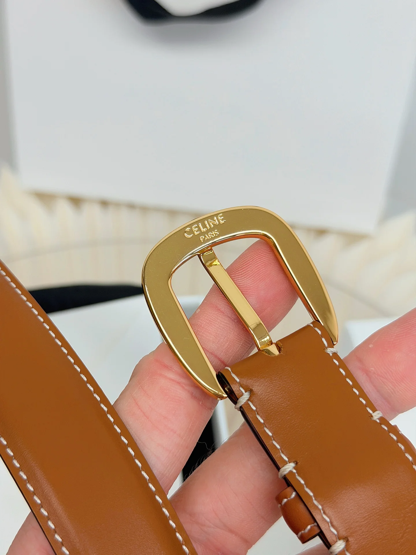 CELINE Belts Brown-Gold 1cm Width A60202609070058 - Image 6