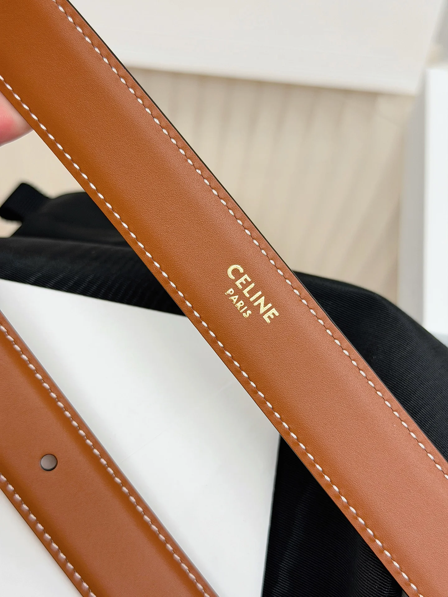 CELINE Belts Calf Leather Brown-Silver 1cm Width A60202609070055 - Image 5