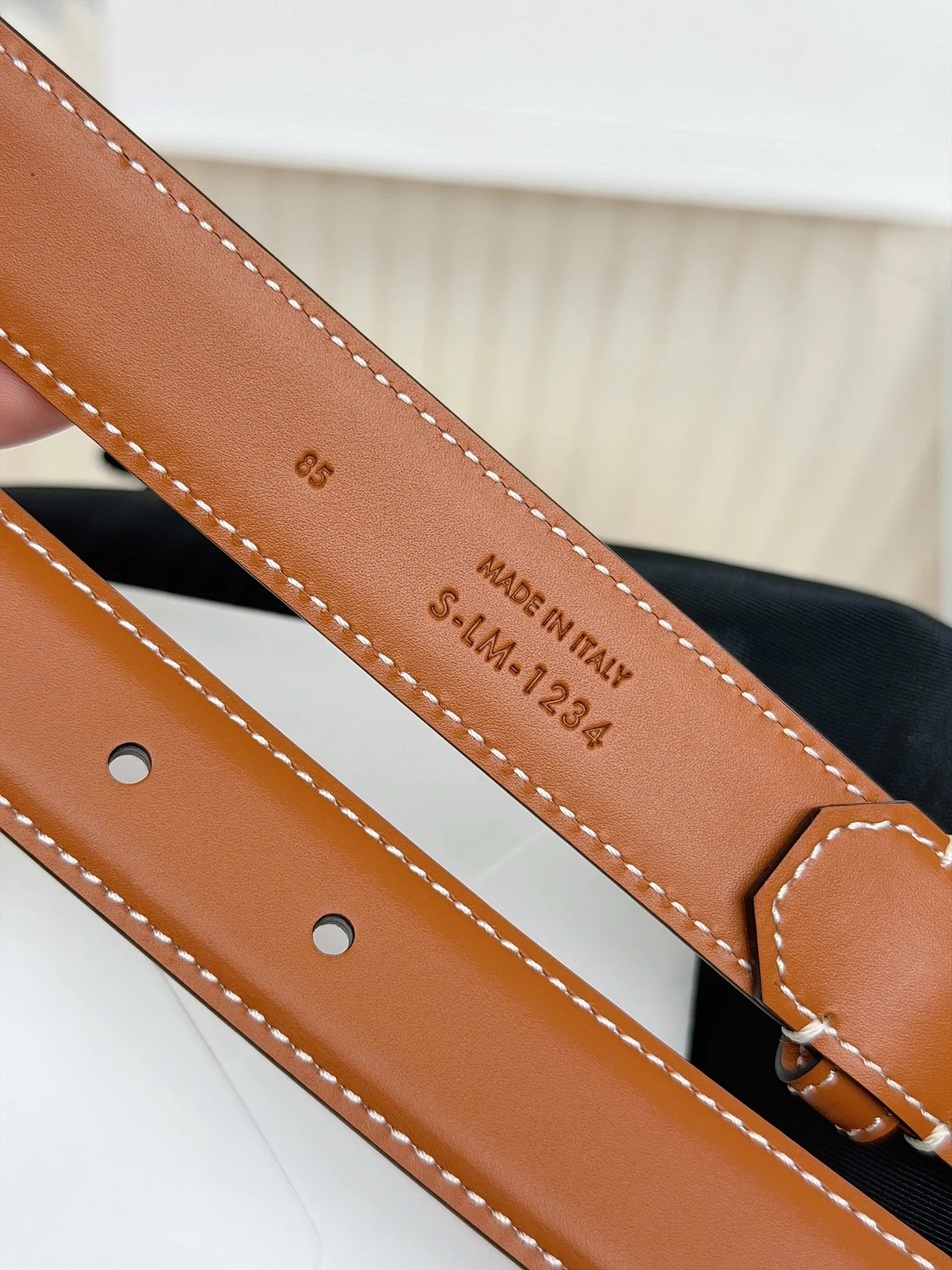 CELINE Belts Calf Leather Brown-Silver 1cm Width A60202609070055 - Image 9