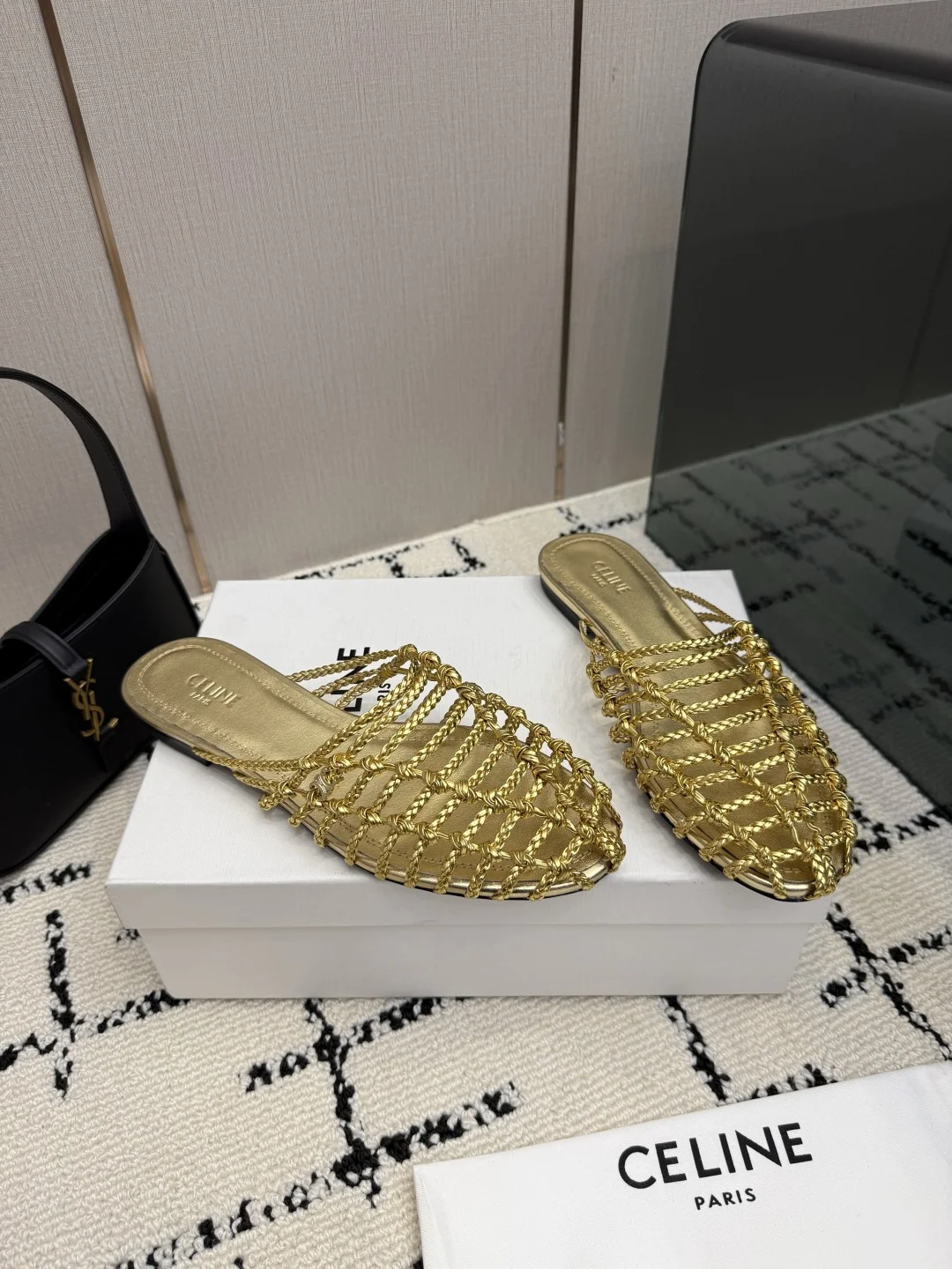 CELINE Mules Calfskin Leather Gold EU35-40 B70202609110291 - Image 2