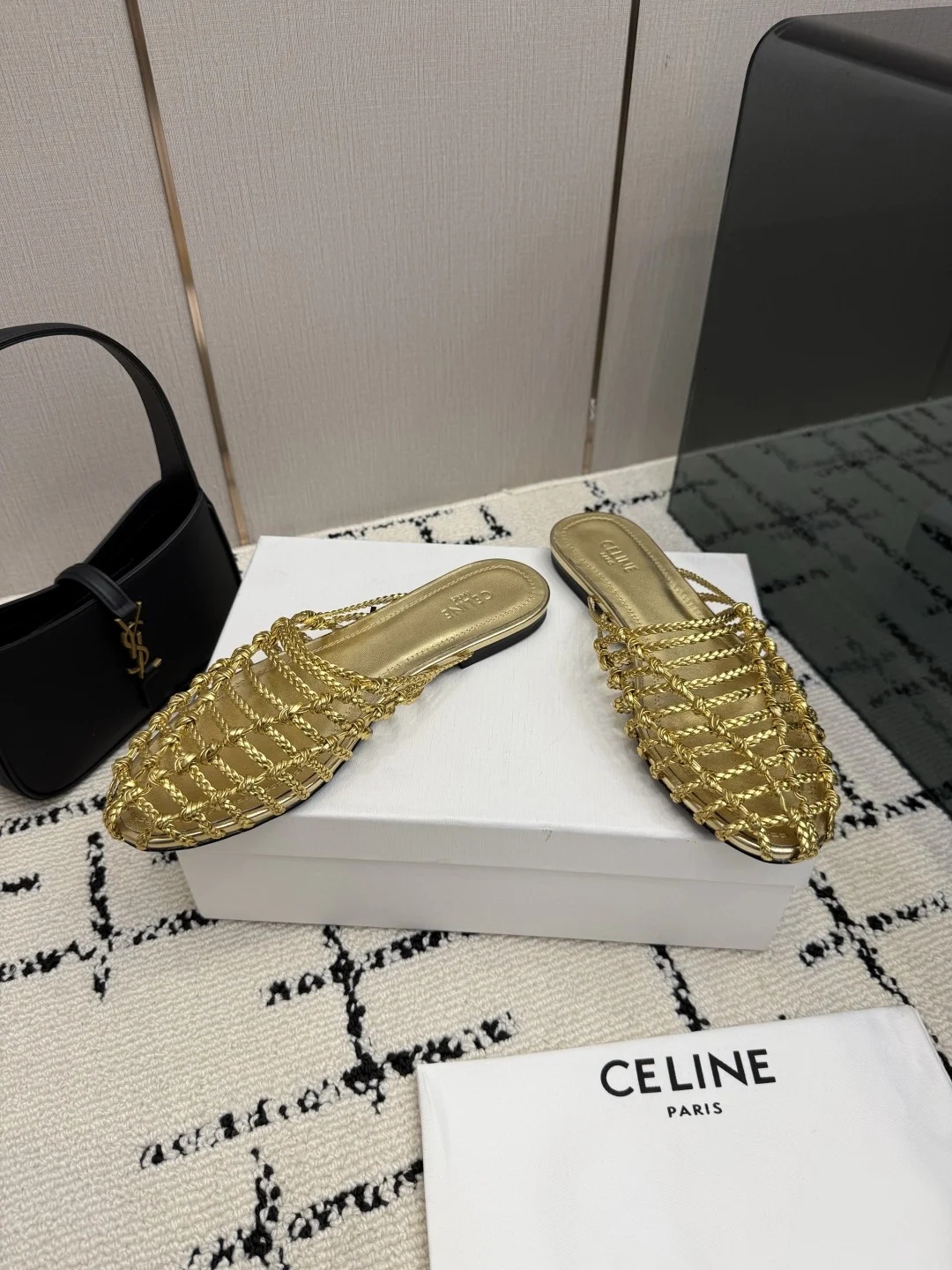 CELINE Mules Calfskin Leather Gold EU35-40 B70202609110291 - Image 3