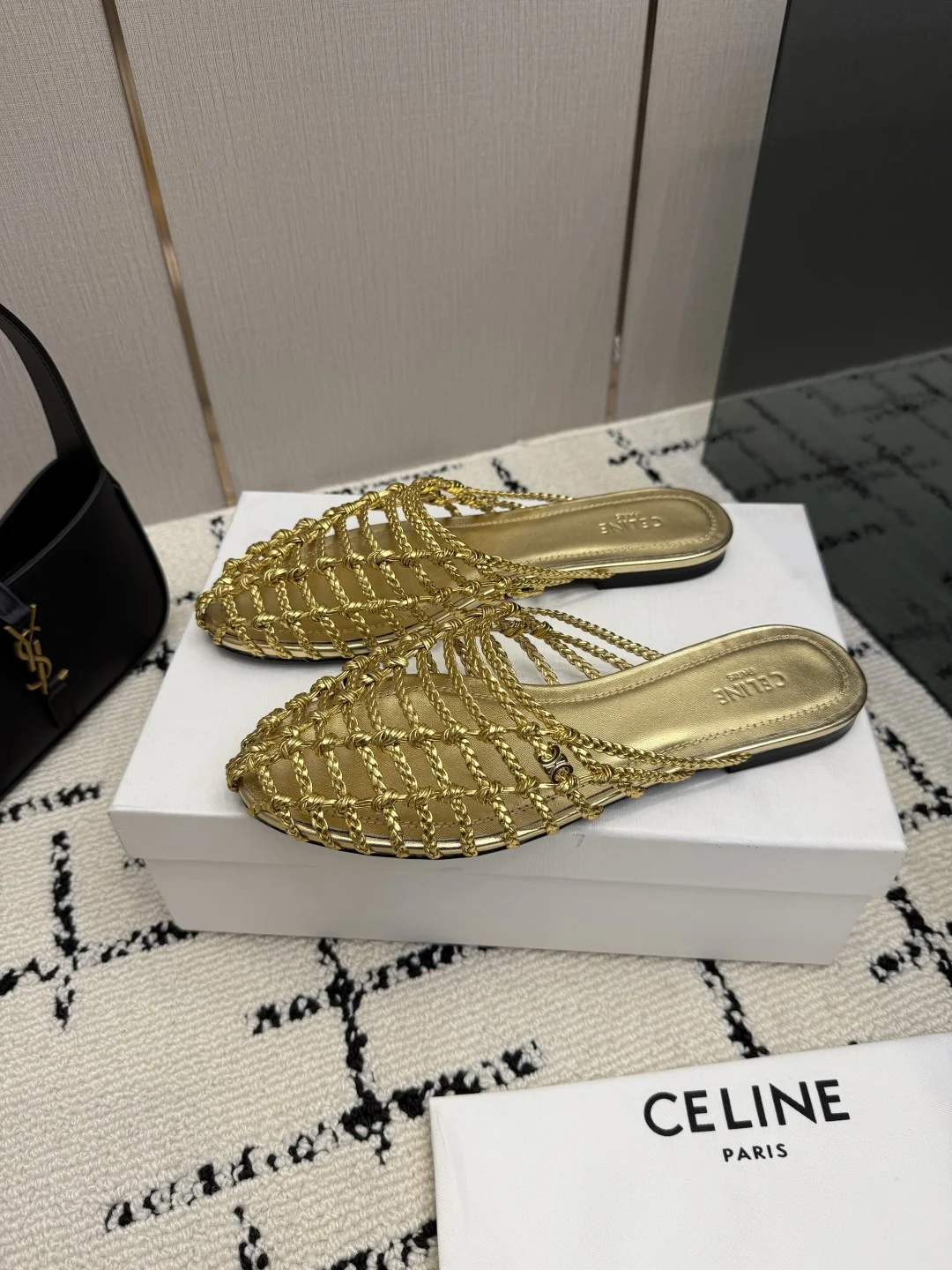CELINE Mules Calfskin Leather Gold EU35-40 B70202609110291 - Image 4