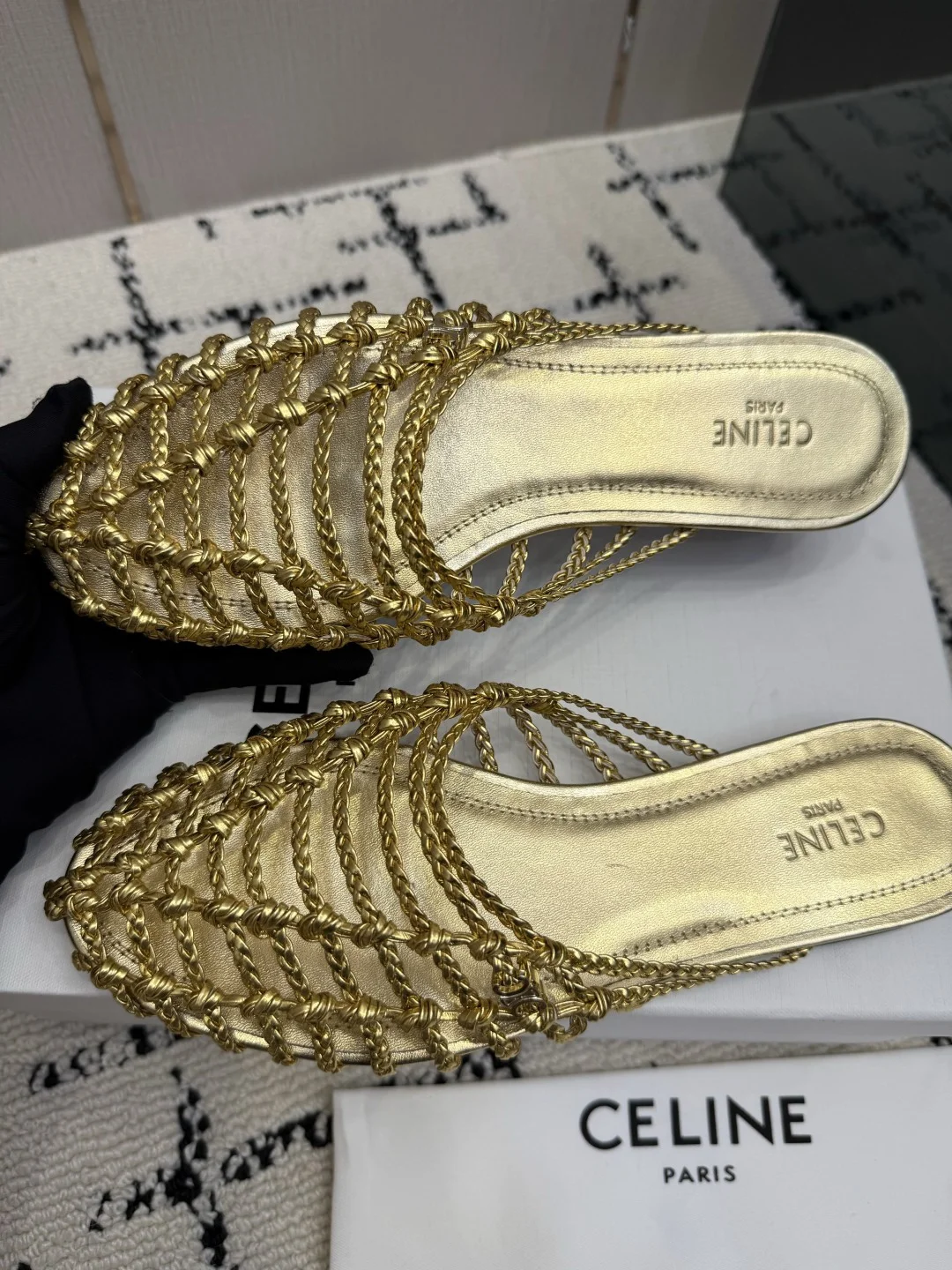 CELINE Mules Calfskin Leather Gold EU35-40 B70202609110291 - Image 6