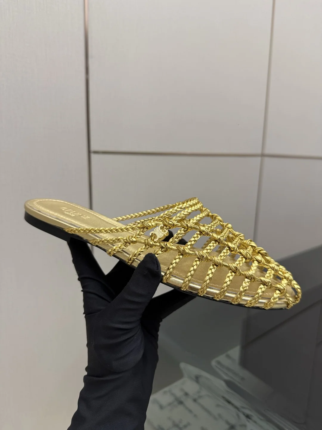 CELINE Mules Calfskin Leather Gold EU35-40 B70202609110291 - Image 7