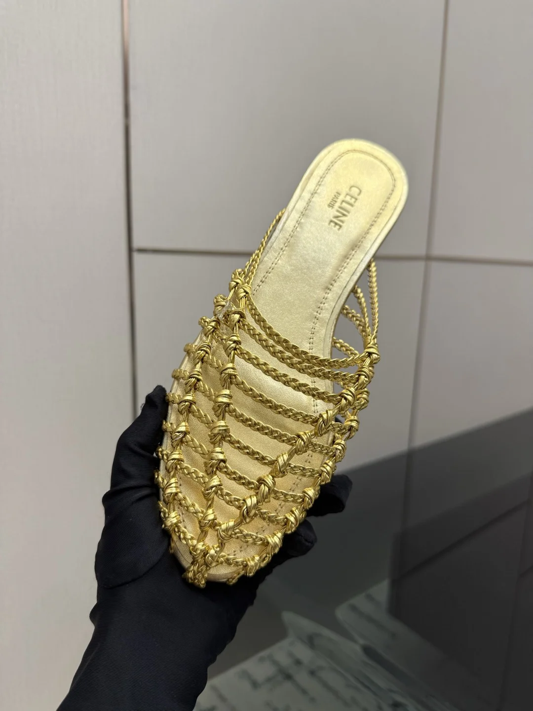 CELINE Mules Calfskin Leather Gold EU35-40 B70202609110291 - Image 8