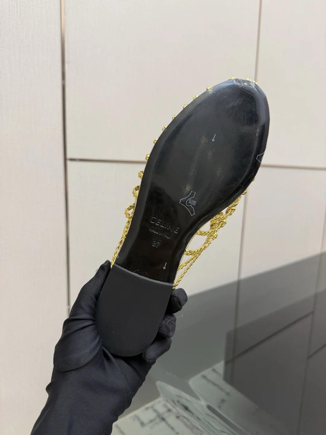 CELINE Mules Calfskin Leather Gold EU35-40 B70202609110291 - Image 9