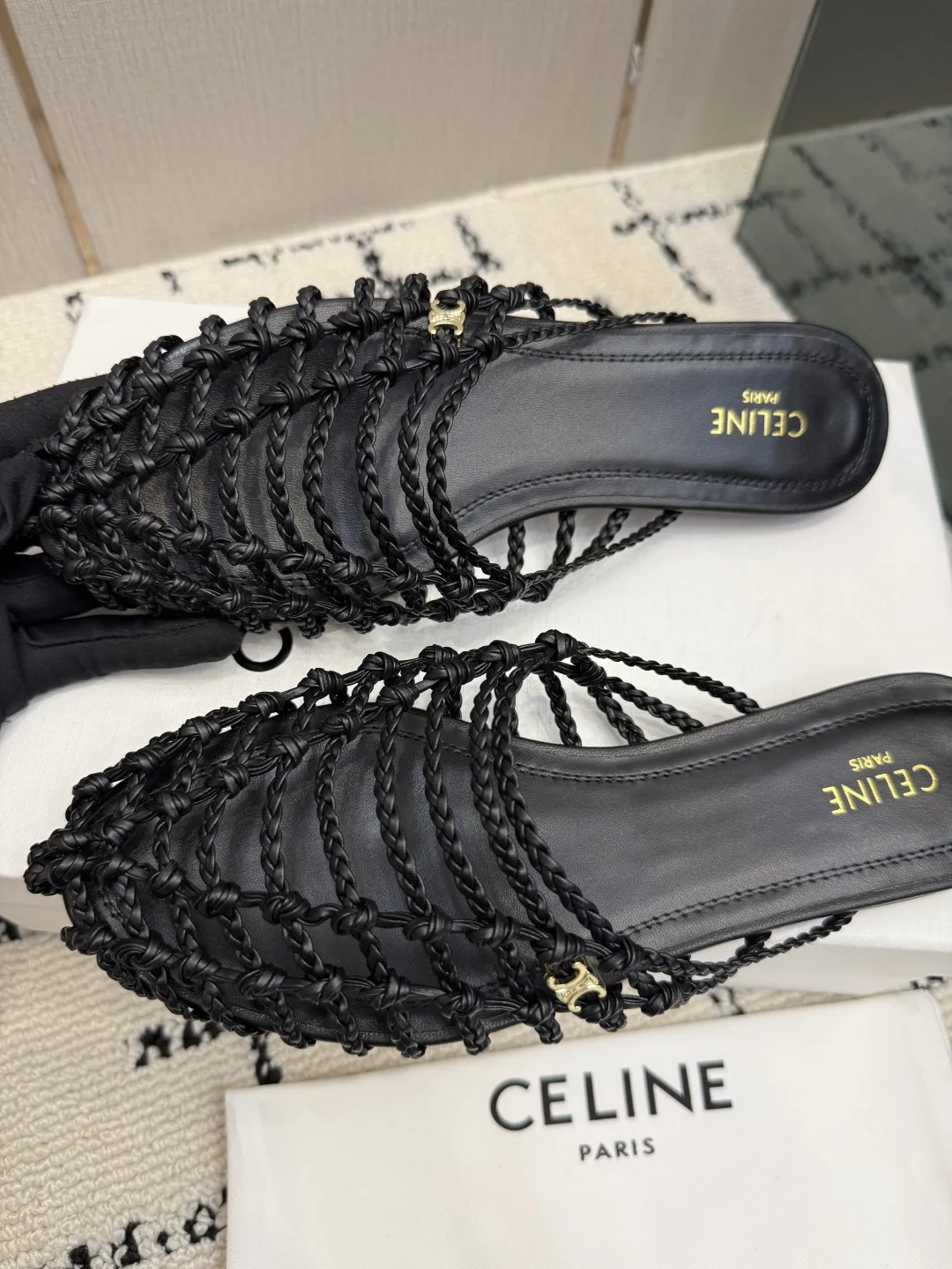 CELINE Mules Leather Black EU35-40 B70202609110294 - Image 6