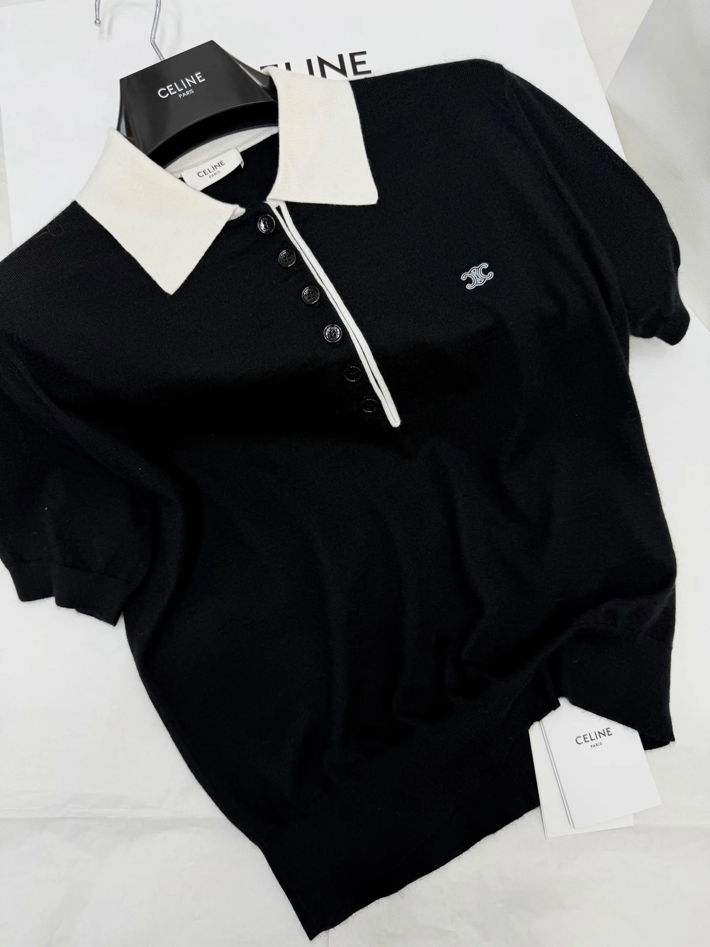 CELINE Polos Black-White S-L C15202609063631 - Image 2