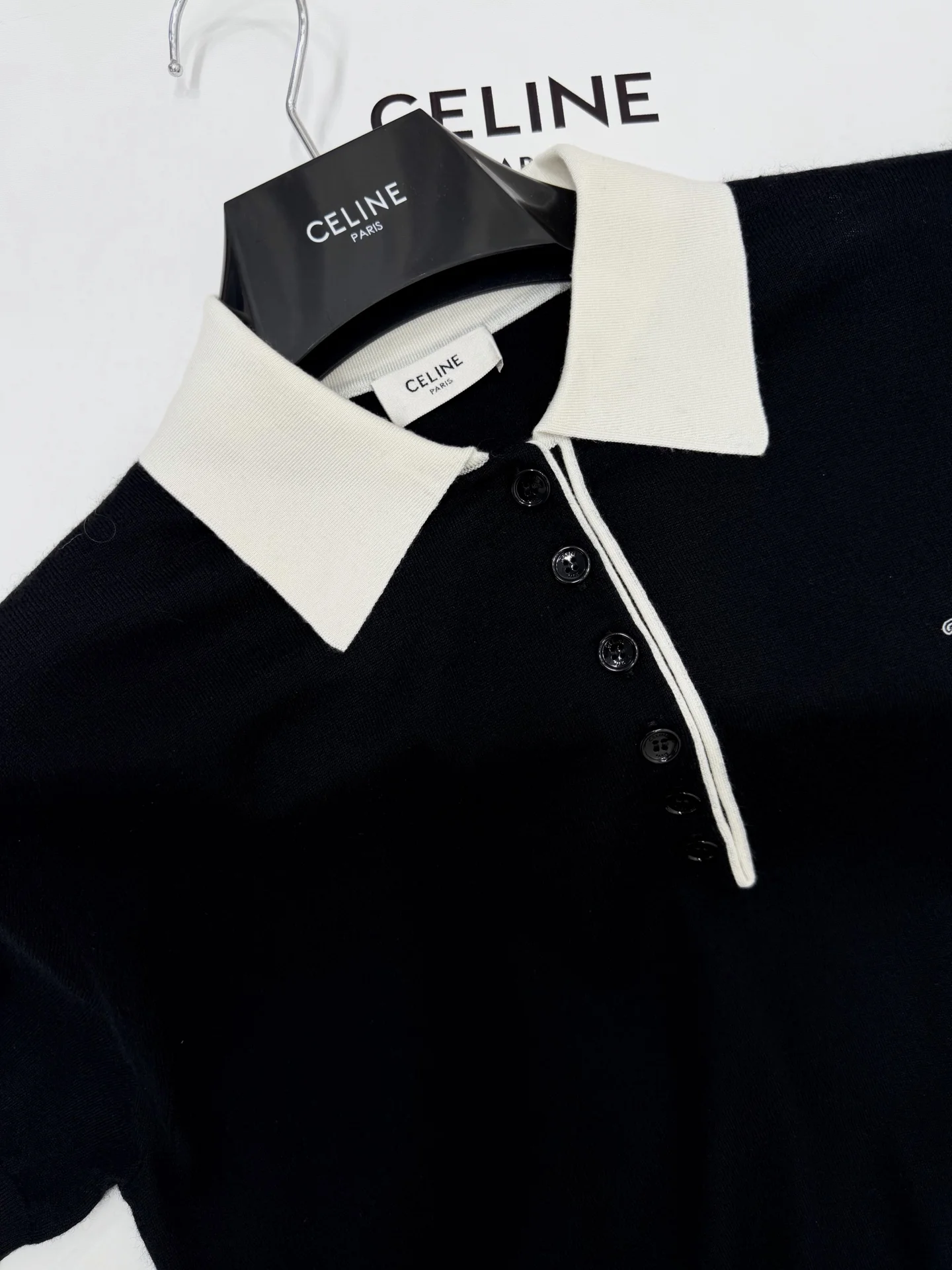 CELINE Polos Black-White S-L C15202609063631 - Image 3