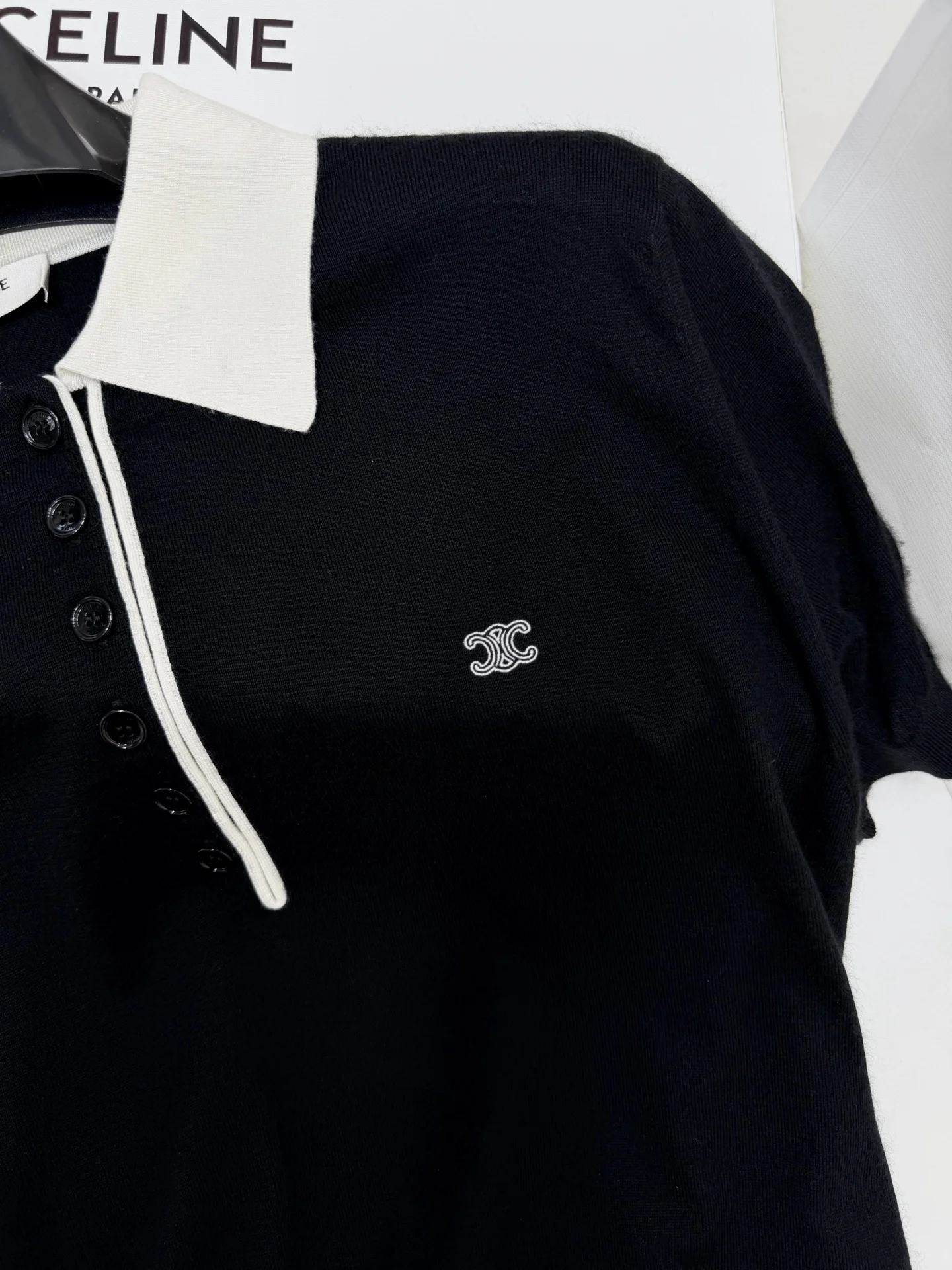 CELINE Polos Black-White S-L C15202609063631 - Image 4