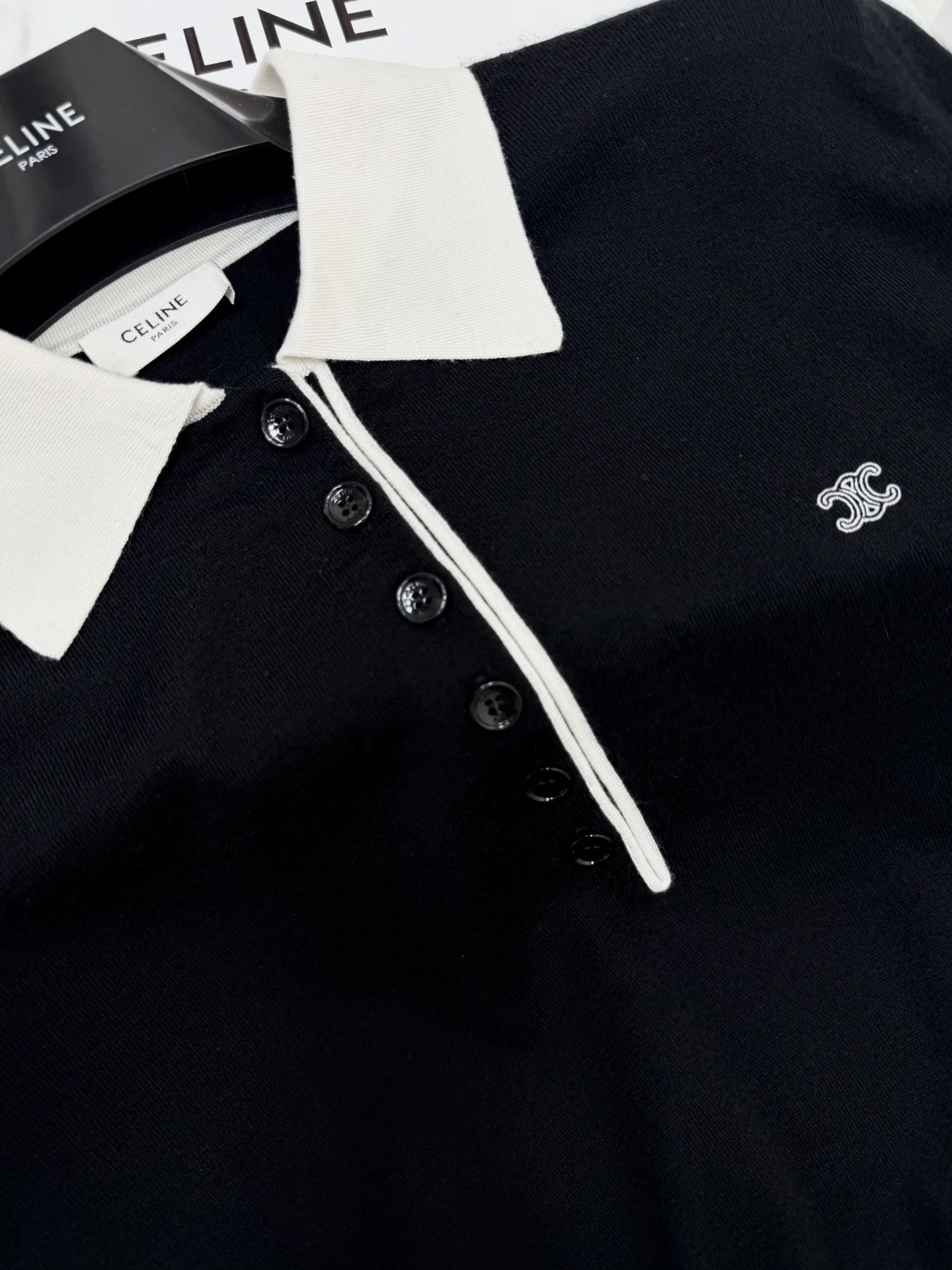 CELINE Polos Black-White S-L C15202609063631 - Image 5