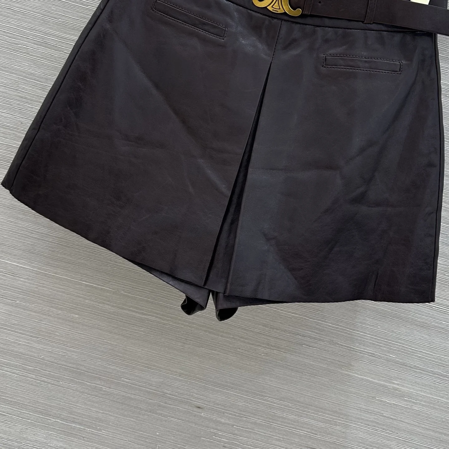 CELINE Shorts Lamb Leather Brown-Gold 36-40 E25202609062073 - Image 5