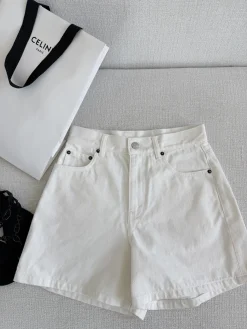 CELINE Shorts Leather White S-L B85202609063131