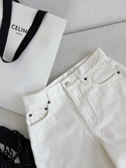 Alternative view of CELINE Shorts Leather White S-L B85202609063131