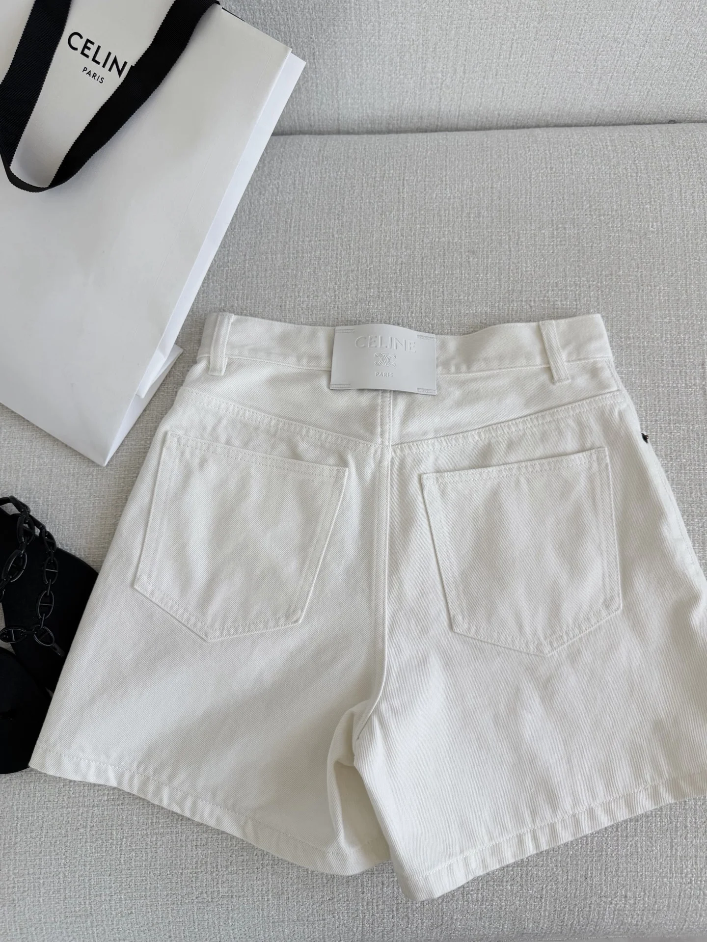 CELINE Shorts Leather White S-L B85202609063131 - Image 7