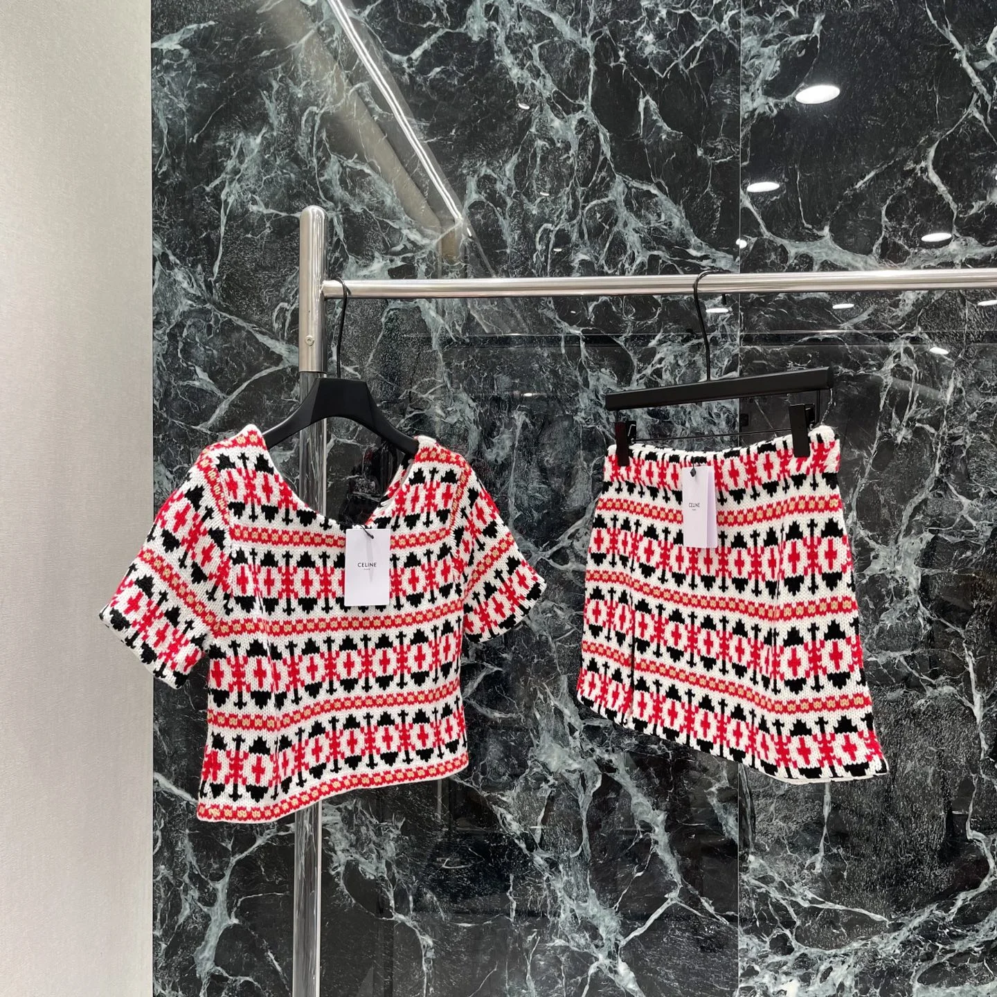 CELINE Skirts White-Red-Black S-L B10202609061653 - Image 9