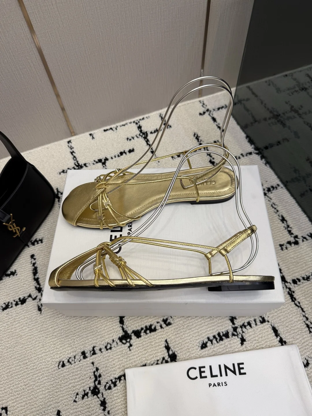 CELINE Slides Leather Gold EU35-40 B70202609110287 - Image 5