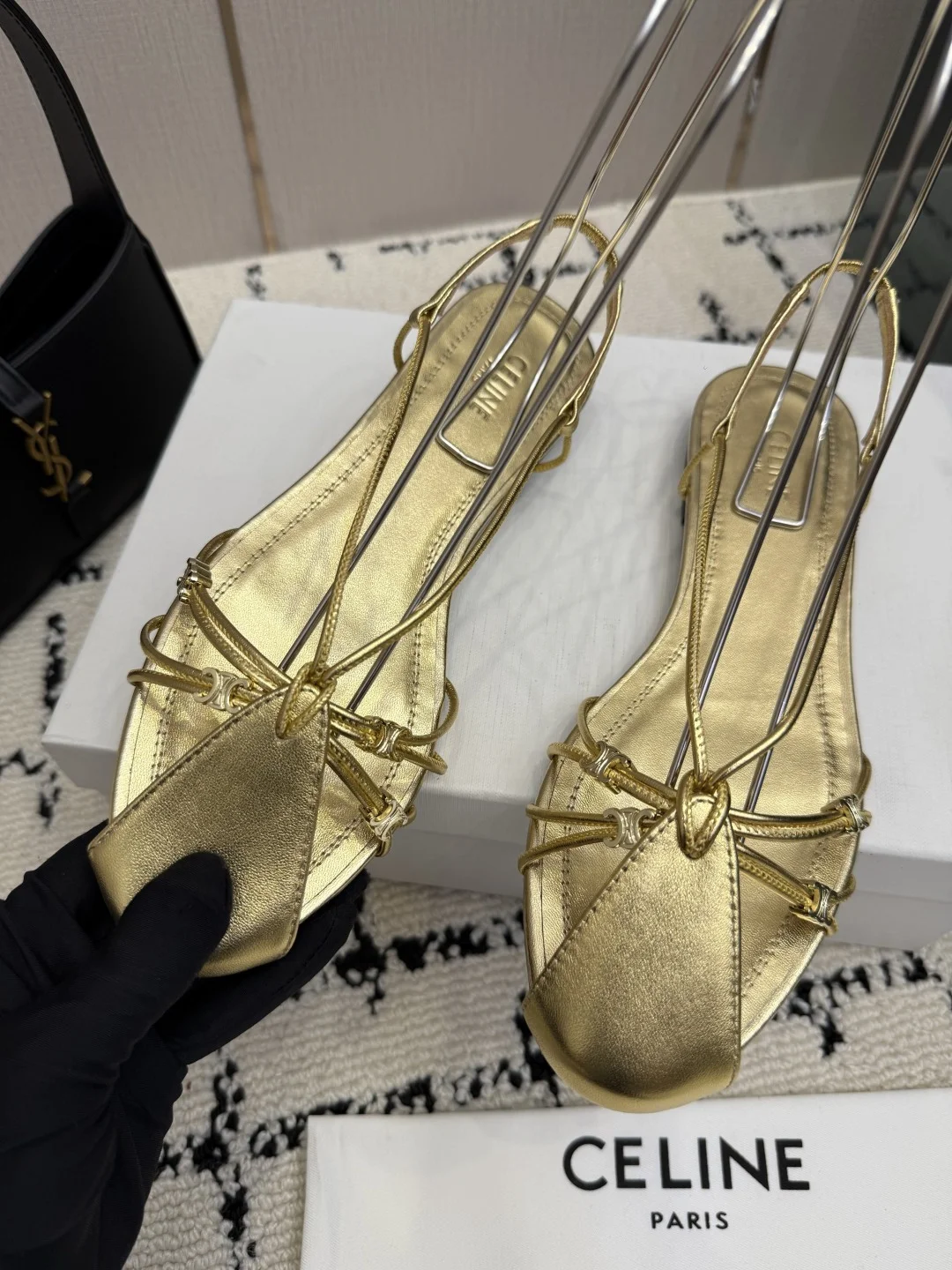 CELINE Slides Leather Gold EU35-40 B70202609110287 - Image 6