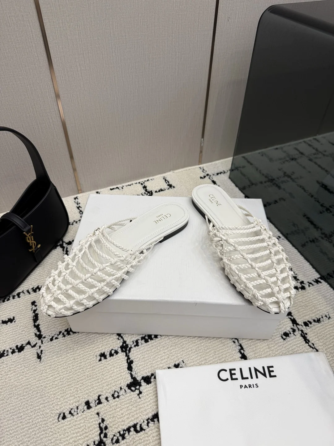 CELINE Slides Leather White EU35-40 B70202609110292 - Image 3