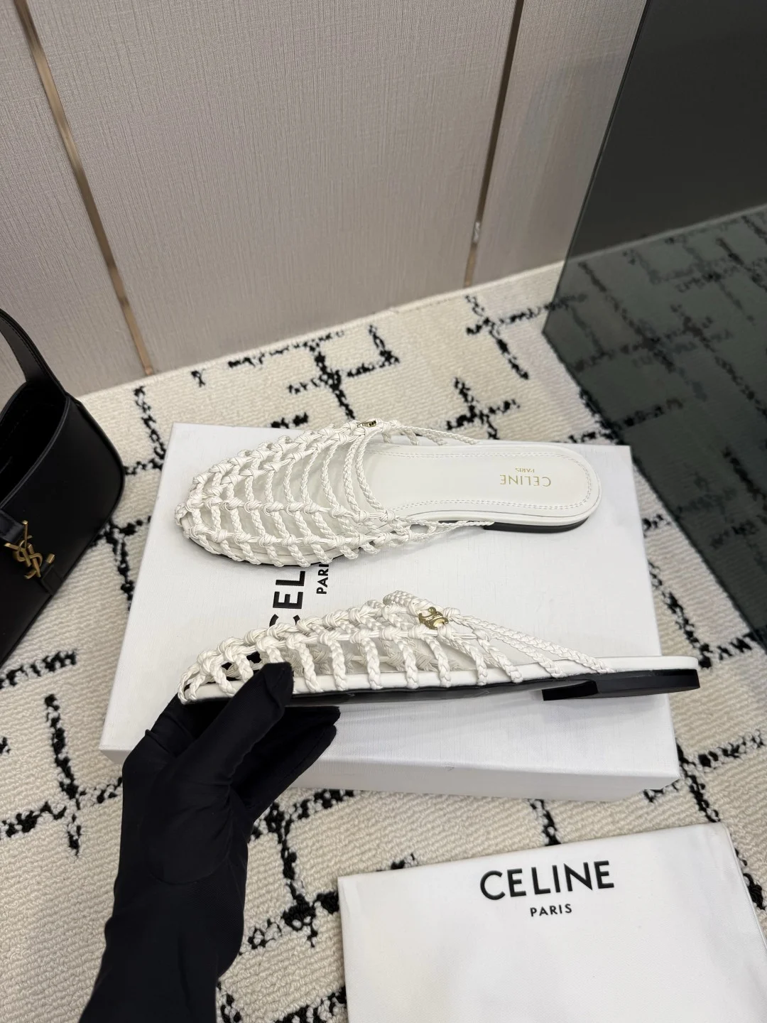 CELINE Slides Leather White EU35-40 B70202609110292 - Image 5