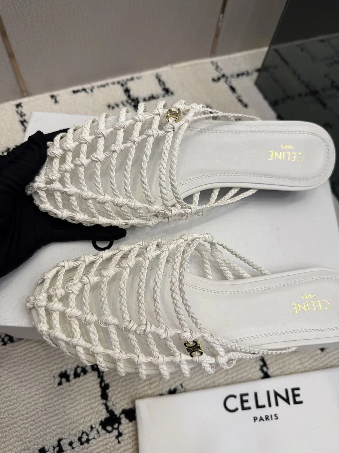 CELINE Slides Leather White EU35-40 B70202609110292 - Image 6