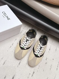CELINE Sneakers Suede Sheepskin Beige-Black EU35-39 B71202609111557