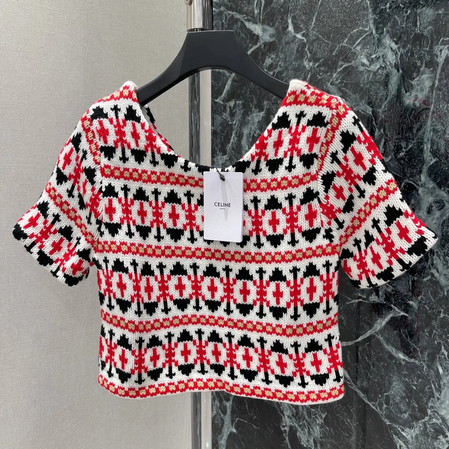 CELINE Sweaters White-Red-Black S-L B30202609061652 - Image 2