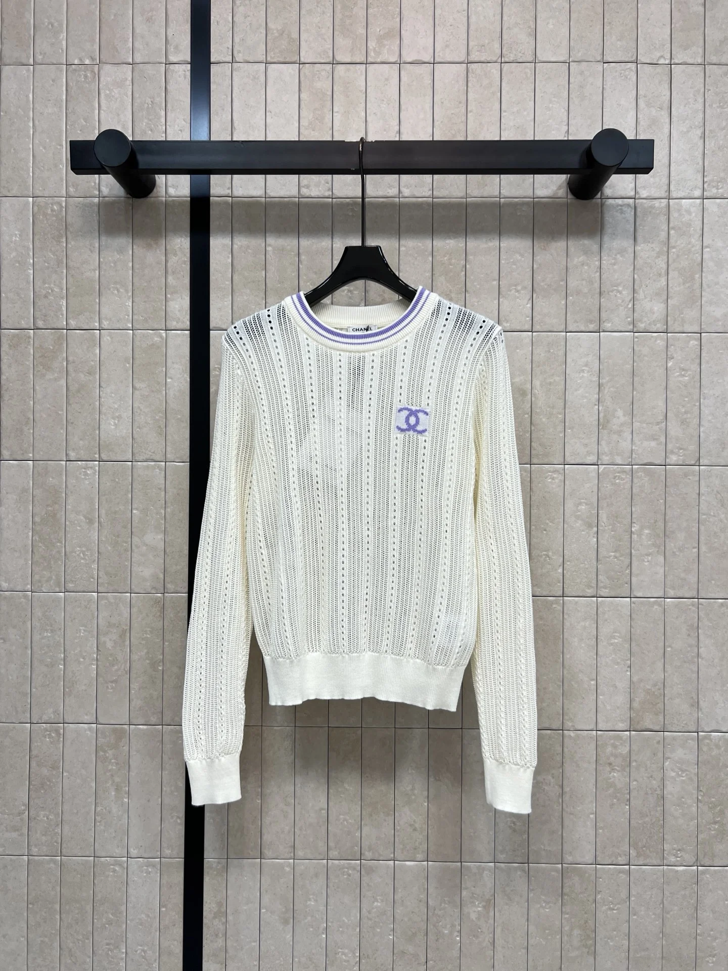 CELINE Sweaters Wool Knit White-Purple S-L A95202609061603 - Image 5