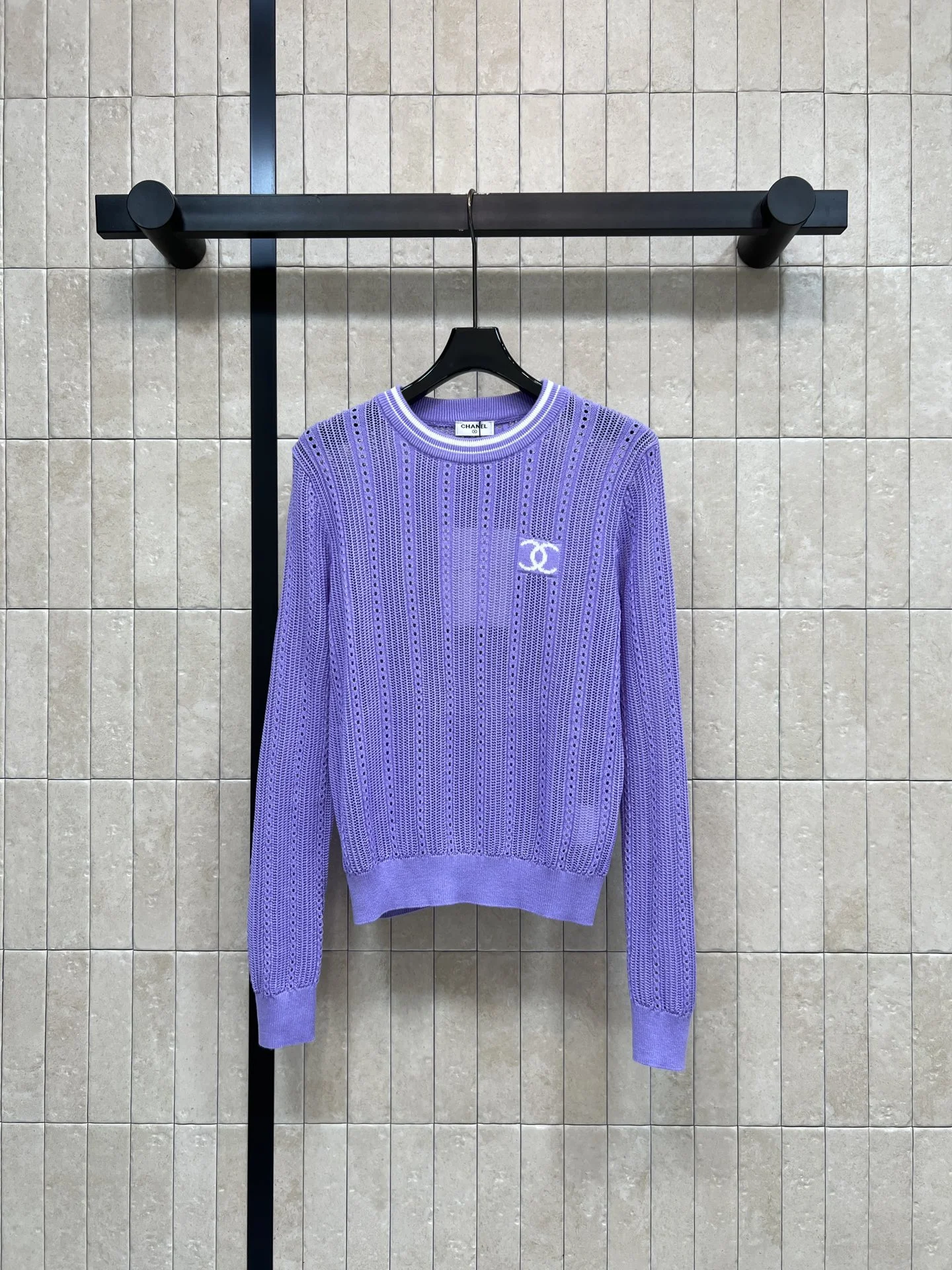 CELINE Sweaters Wool Knit White-Purple S-L A95202609061603 - Image 6