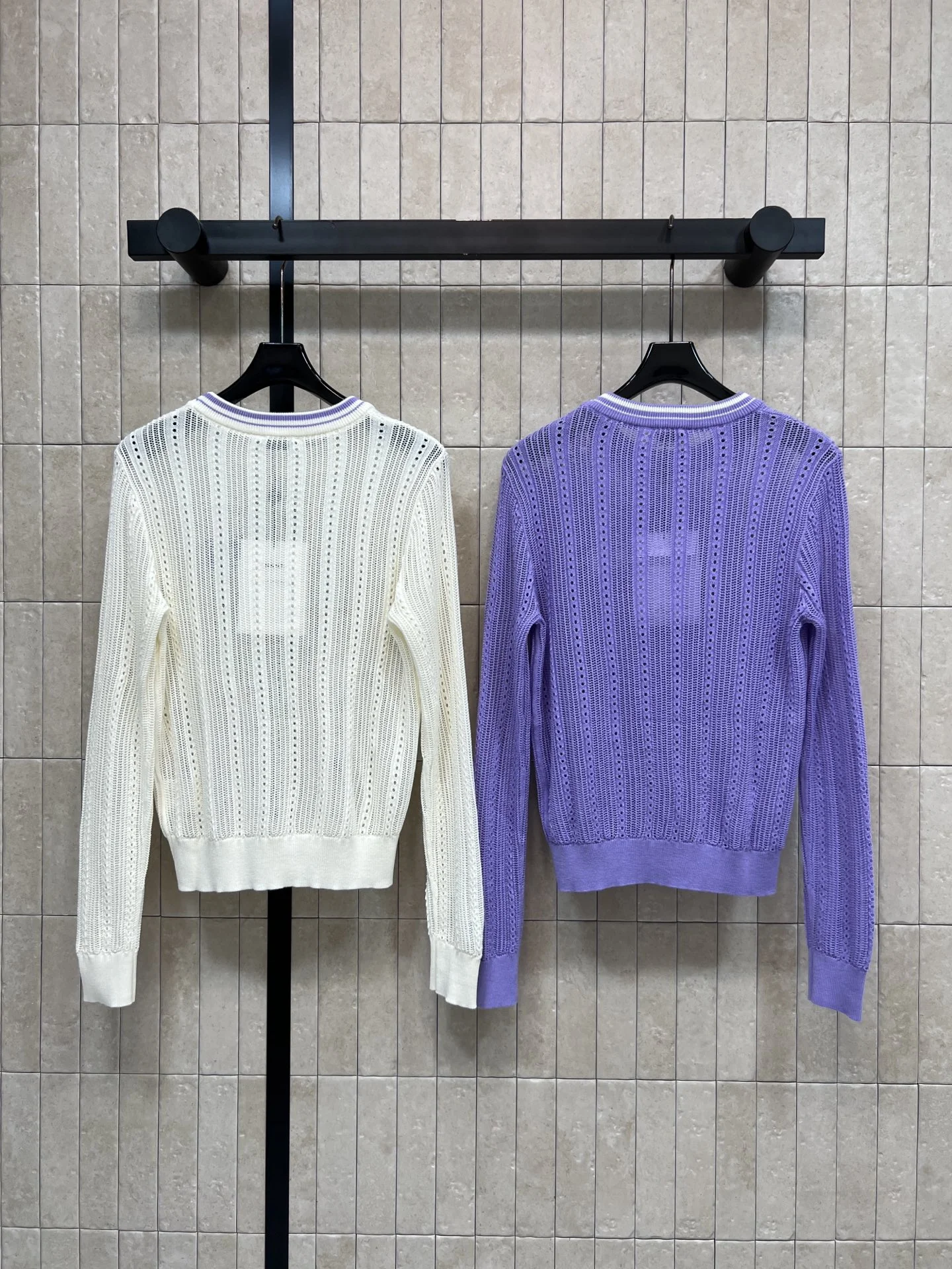 CELINE Sweaters Wool Knit White-Purple S-L A95202609061603 - Image 7