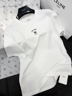 CELINE T-shirts Cotton White-Black S-M-L B15202609063632