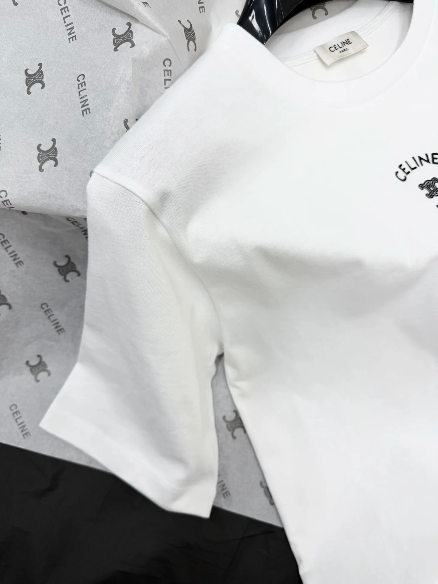 CELINE T-shirts Cotton White-Black S-M-L B15202609063632 - Image 3
