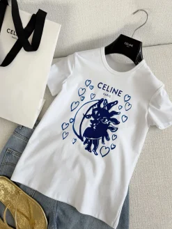 CELINE T-shirts White-Blue S-L A75202609061552