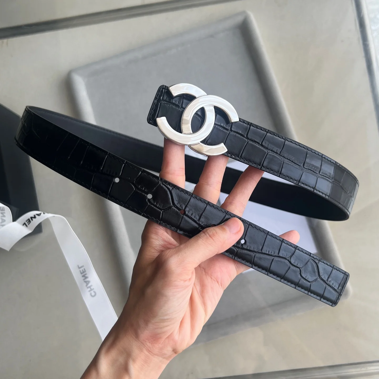 CHANEL Belts Black-Silver 30mm Width A60202609070471 - Image 10