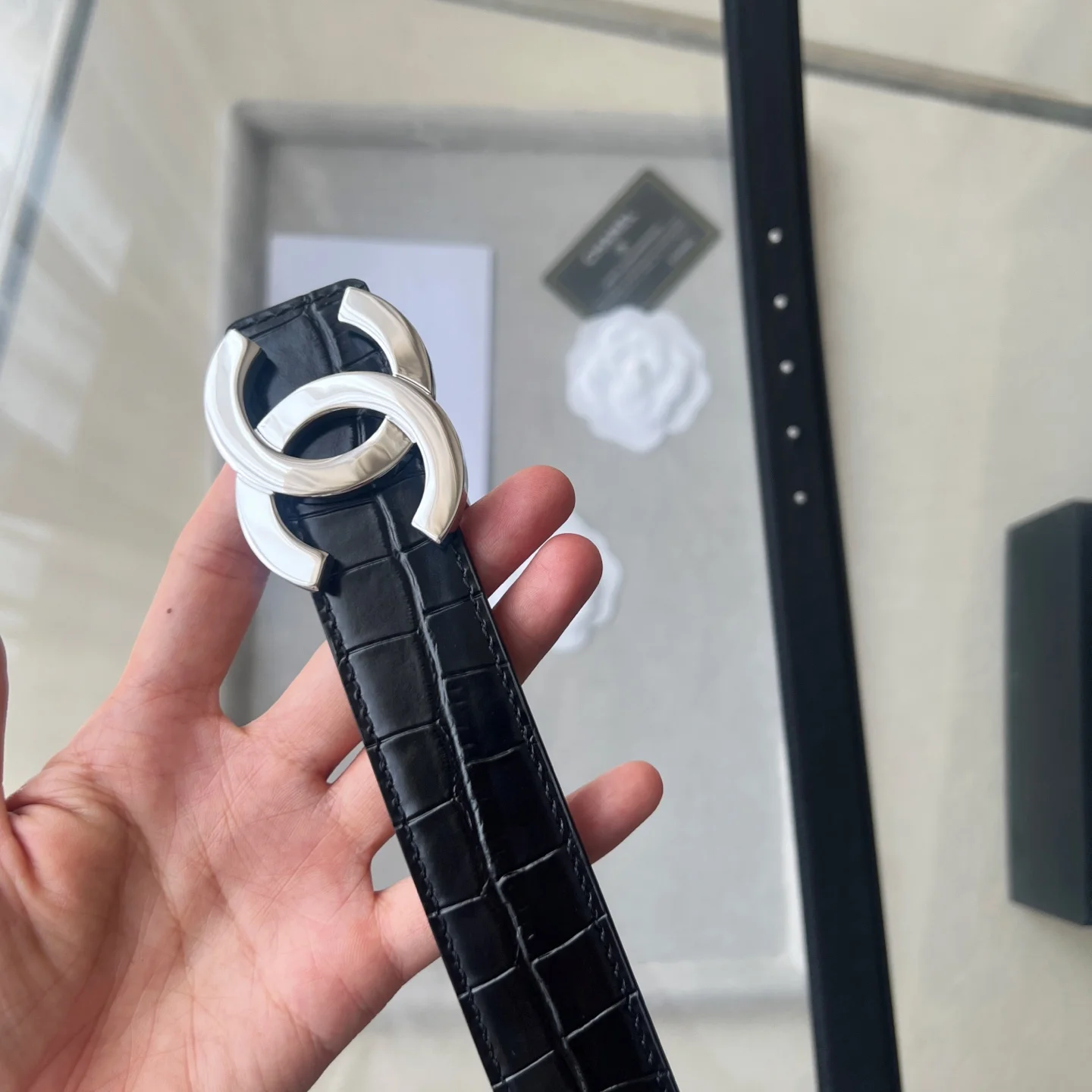 CHANEL Belts Black-Silver 30mm Width A60202609070471 - Image 4