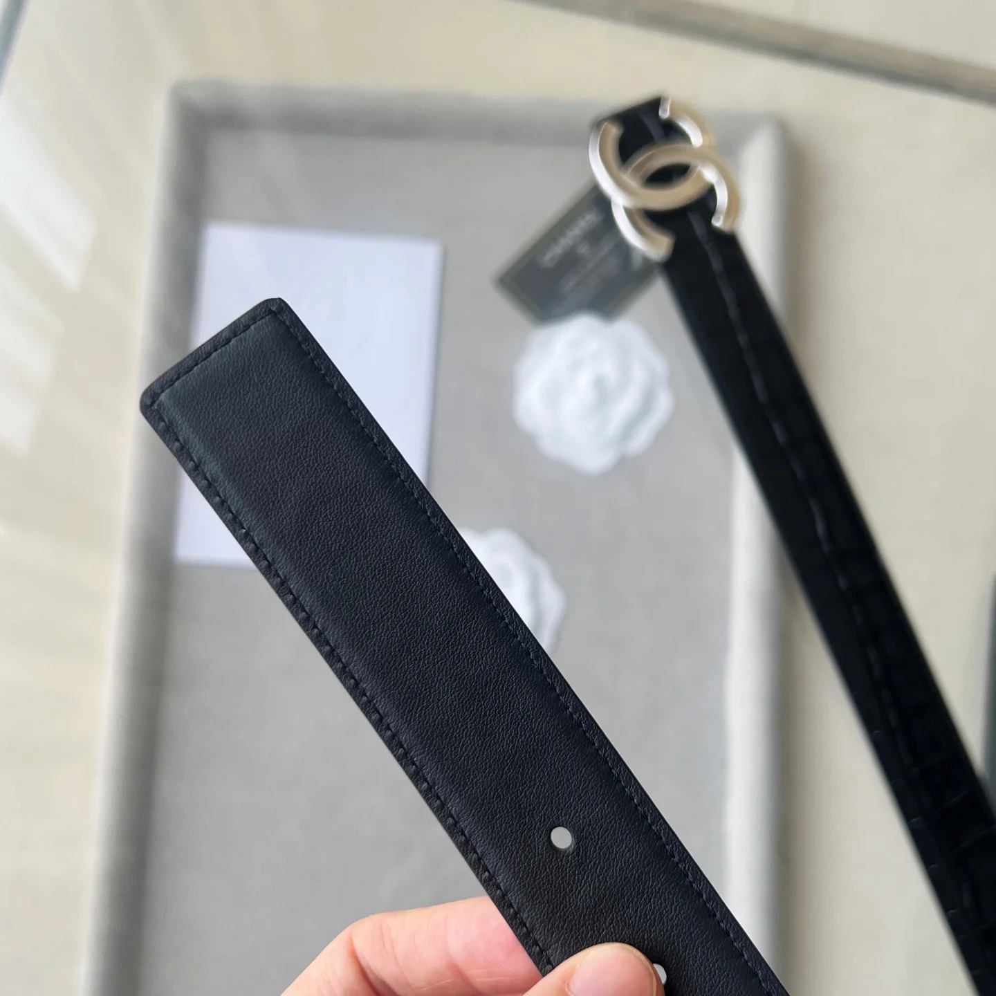 CHANEL Belts Black-Silver 30mm Width A60202609070471 - Image 5