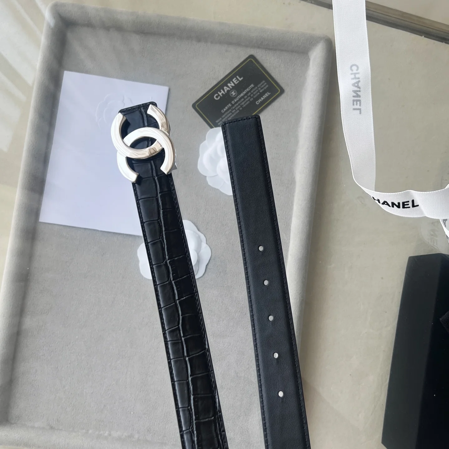 CHANEL Belts Black-Silver 30mm Width A60202609070471 - Image 6
