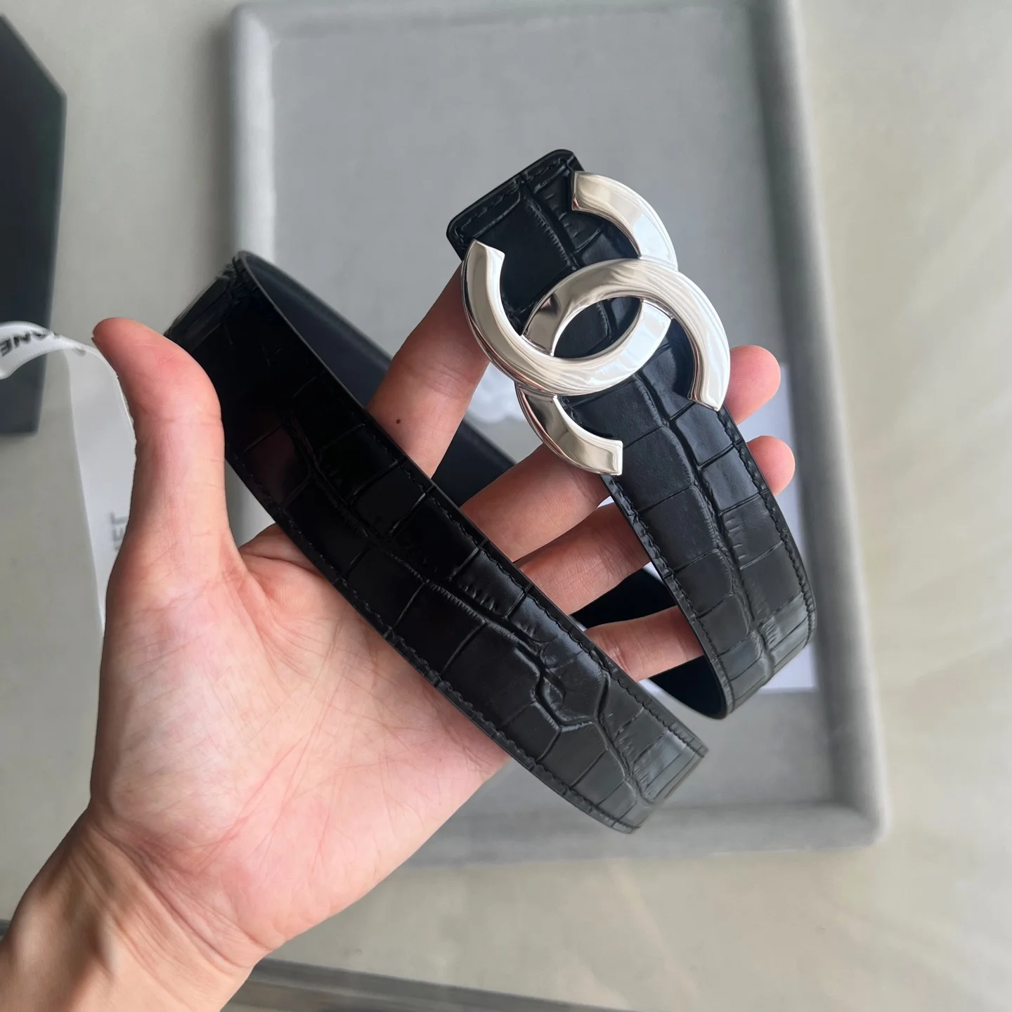 CHANEL Belts Black-Silver 30mm Width A60202609070471 - Image 9