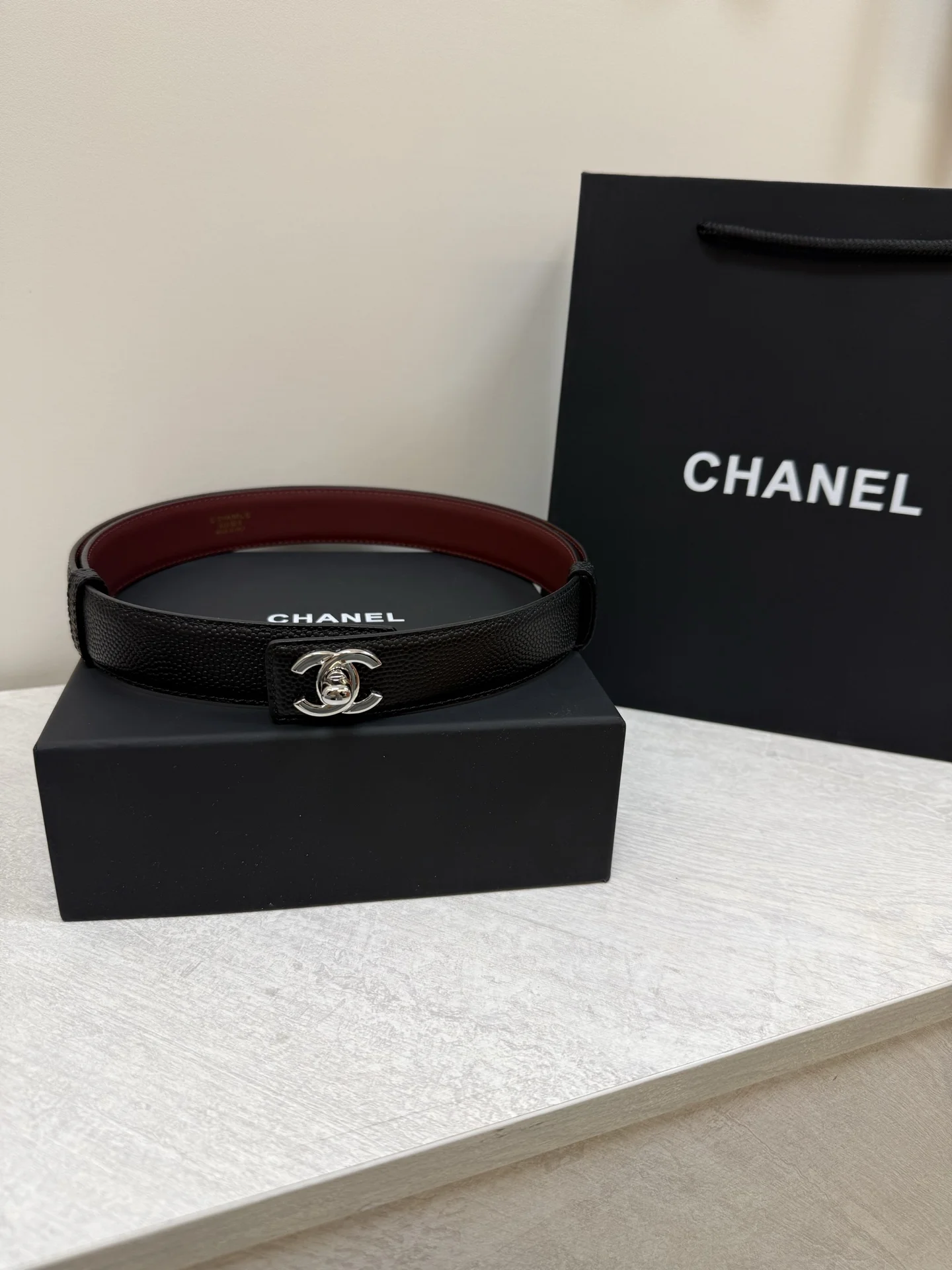 CHANEL Belts Black-Silver A90202609070490