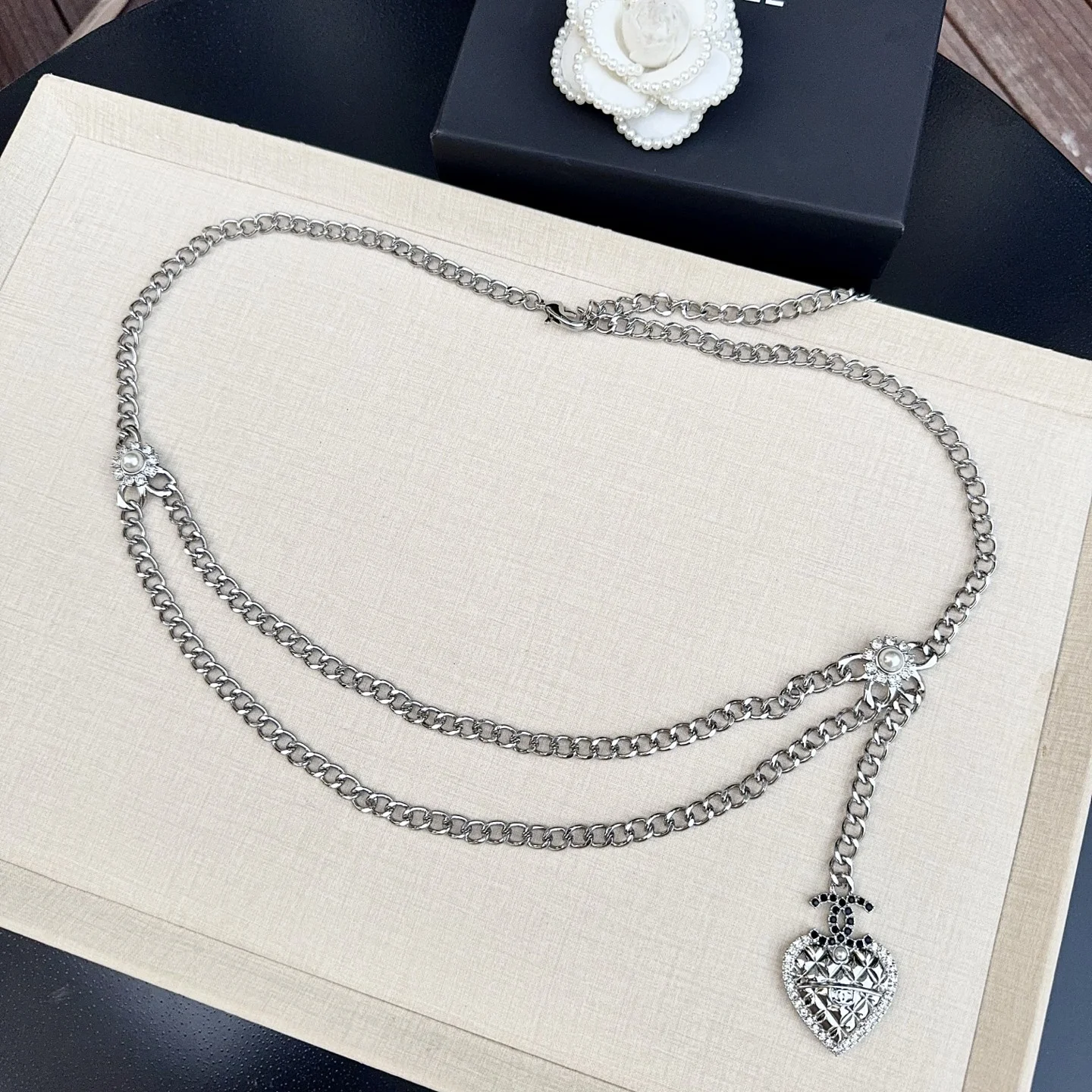 CHANEL Belts Braided Calfskin Silver-Black A80202609070094