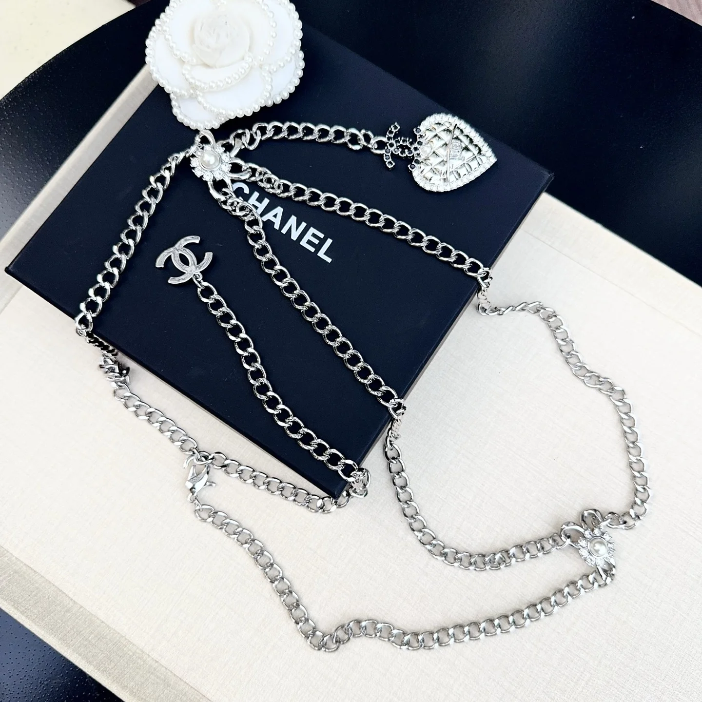 CHANEL Belts Braided Calfskin Silver-Black A80202609070094 - Image 2