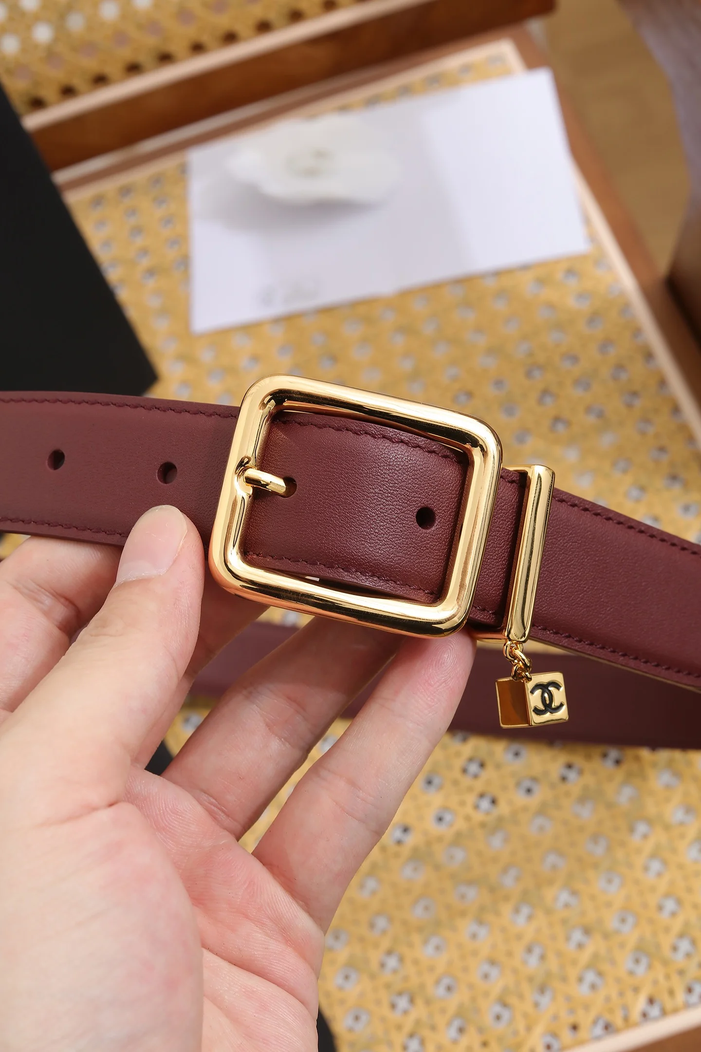 CHANEL Belts Burgundy-Gold A80202609070450 - Image 8