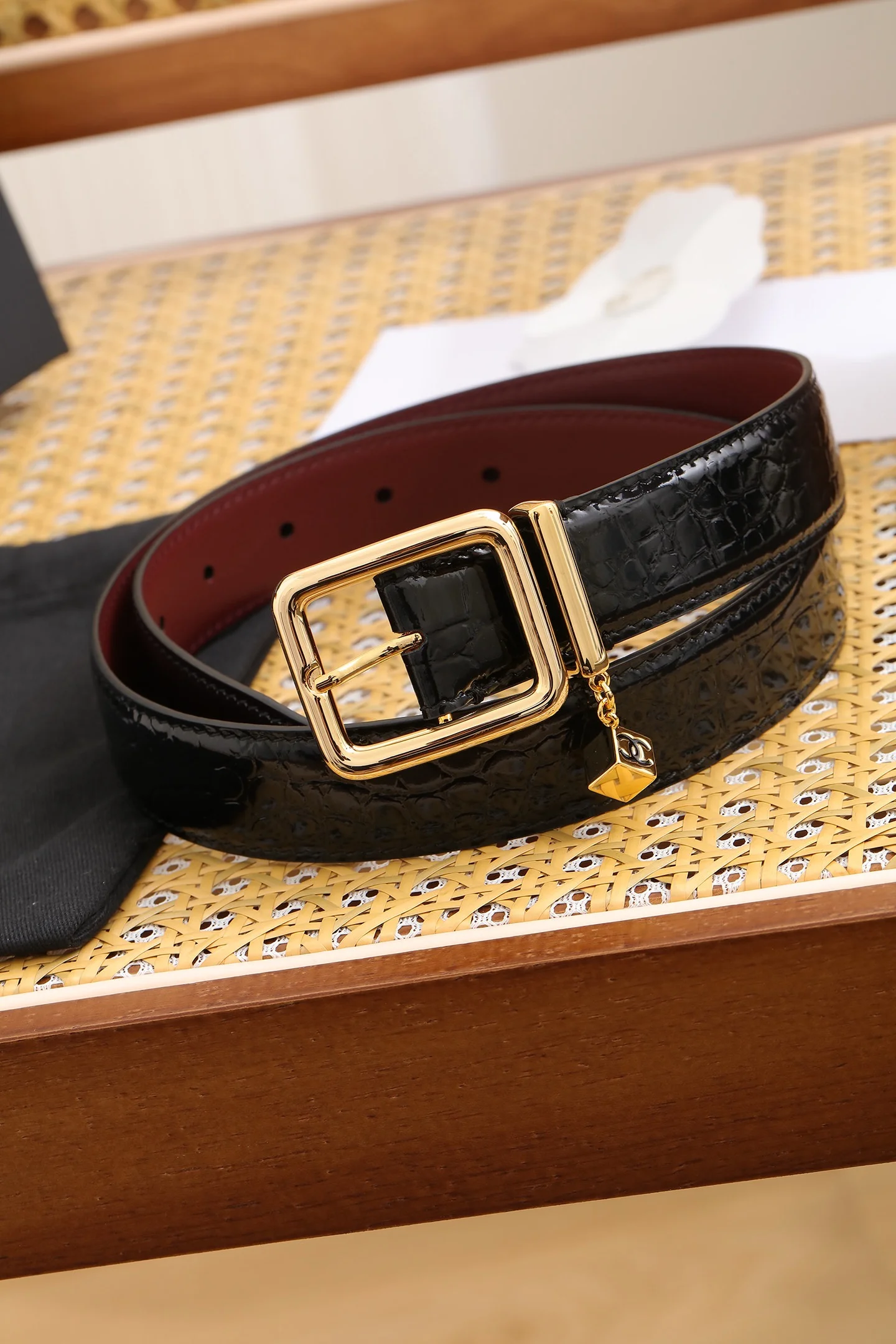 CHANEL Belts Calf Leather Black-Gold A80202609070447