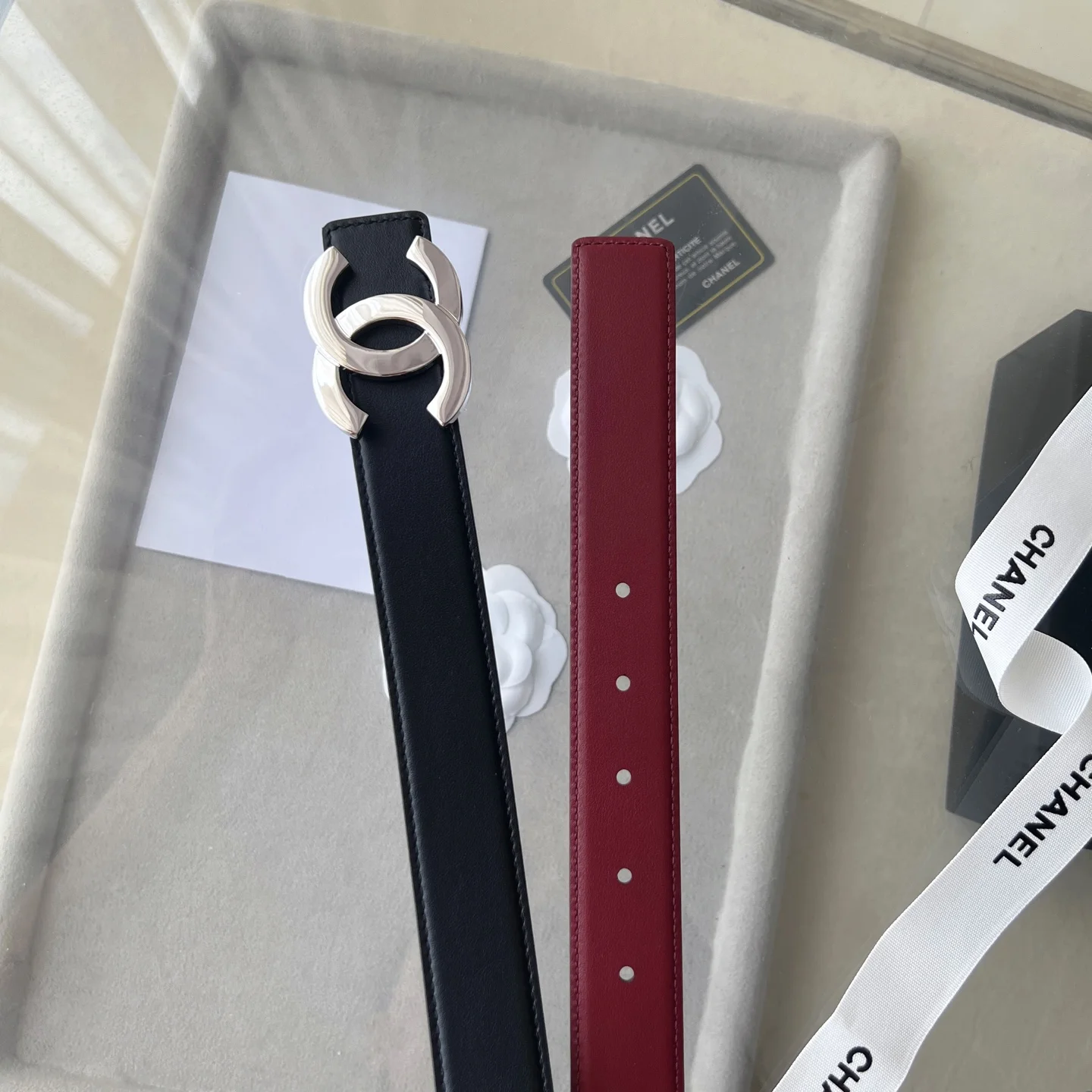 CHANEL Belts Calf Leather Black-Silver 30mm Width A60202609070466 - Image 11