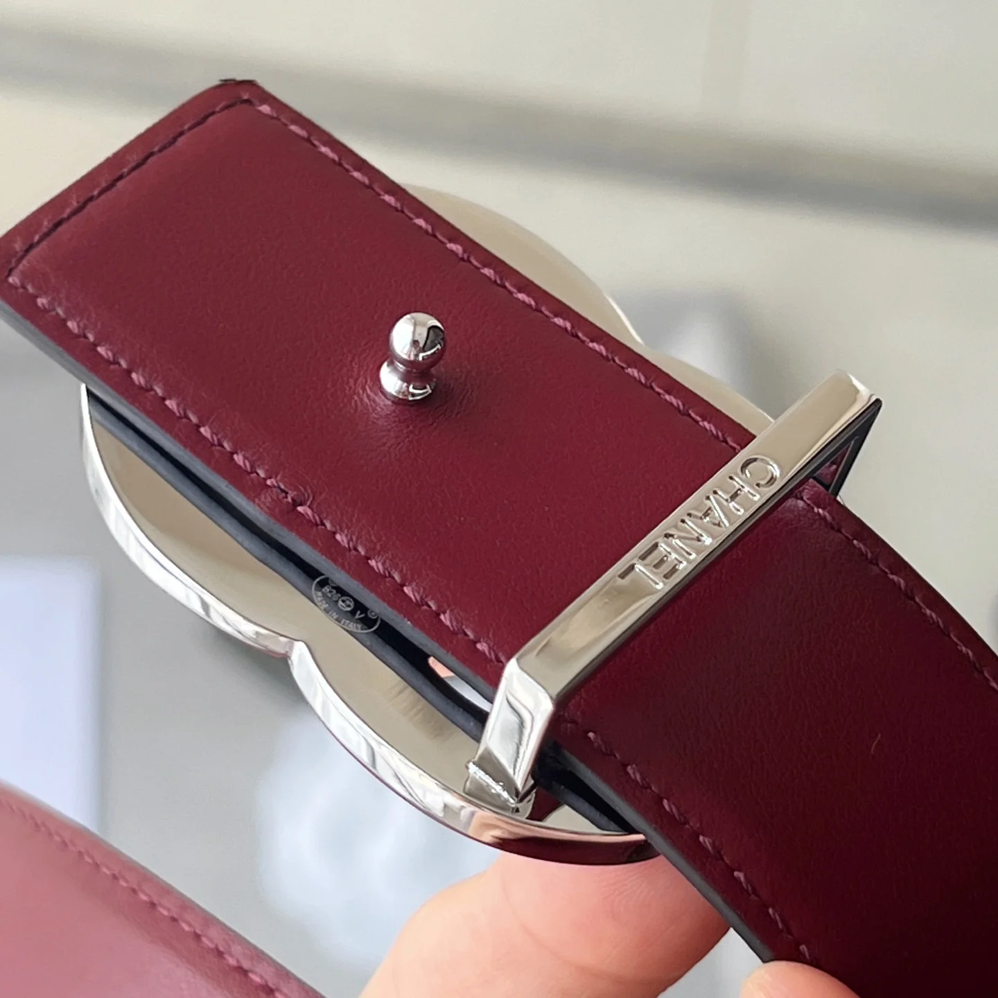 CHANEL Belts Calf Leather Black-Silver 30mm Width A60202609070466 - Image 2