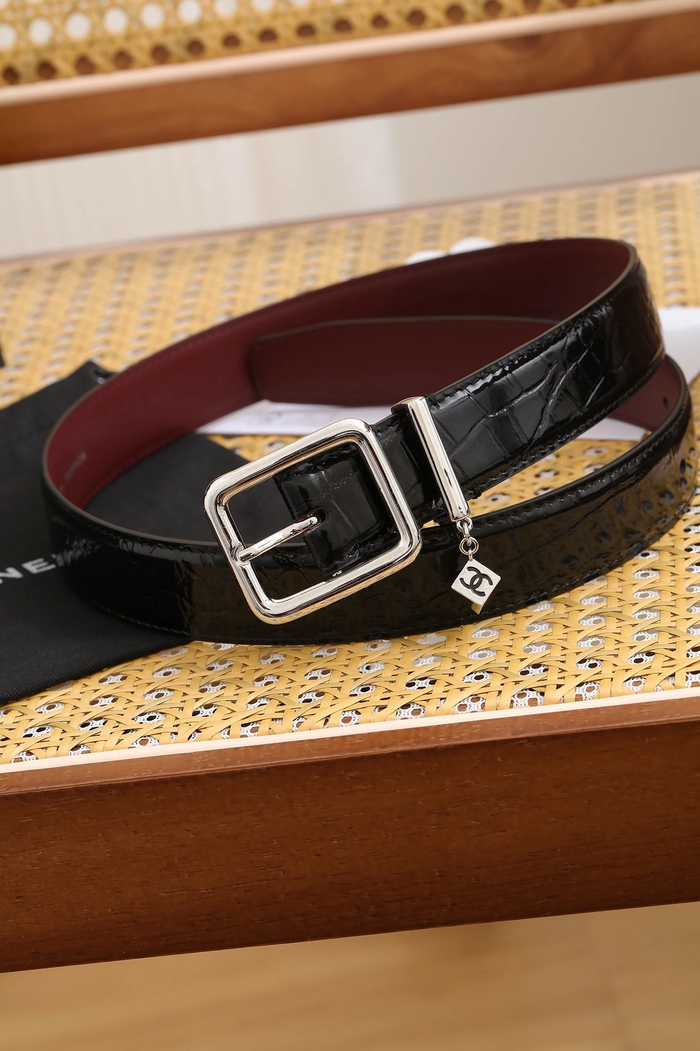 CHANEL Belts Calf Leather Black-Silver A80202609070446 - Image 2