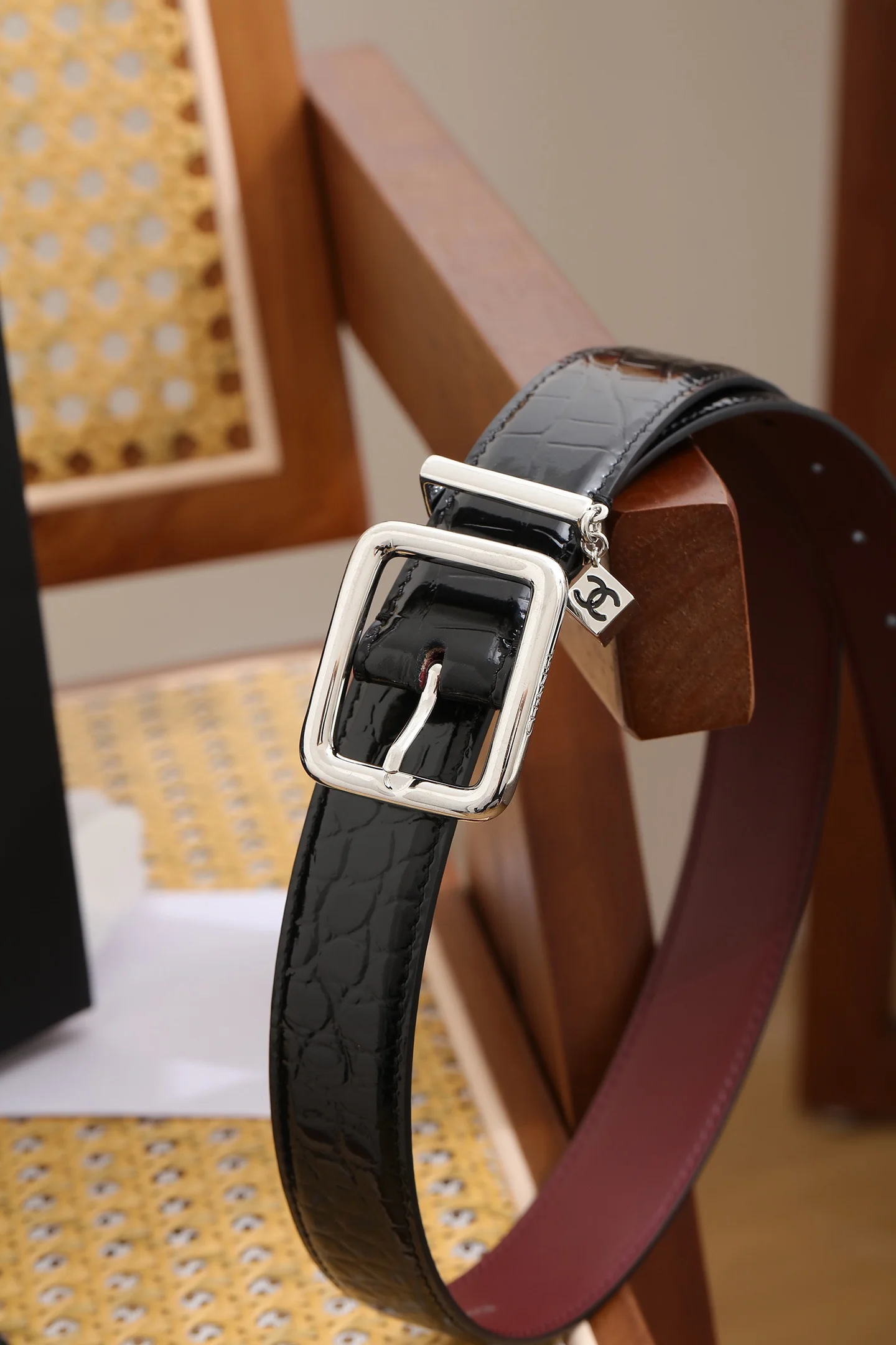 CHANEL Belts Calf Leather Black-Silver A80202609070446 - Image 3